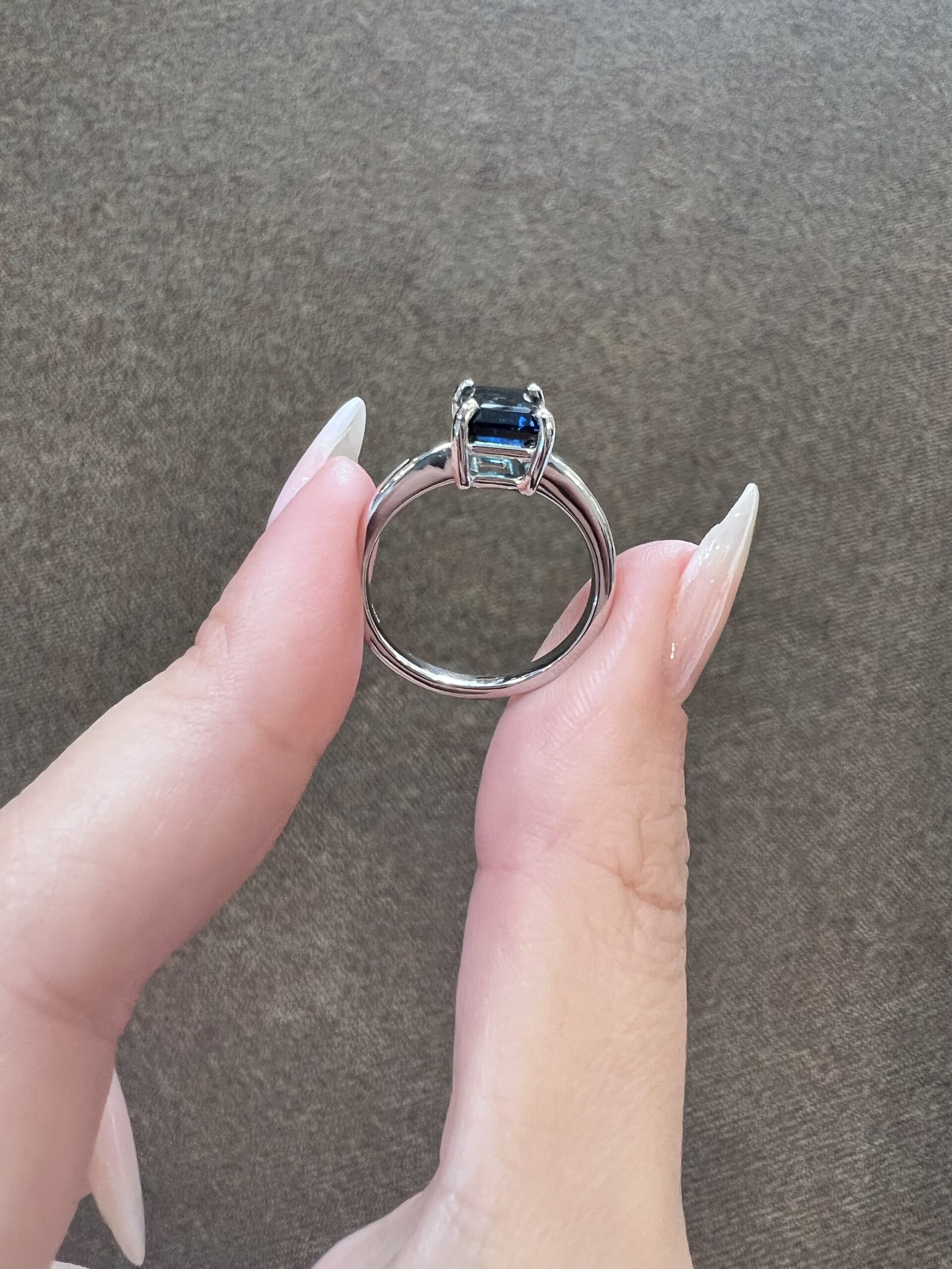 14k White Gold Genuine Emerald Cut 2.02 Cttw Blue Green Tourmaline Ring - Image 5