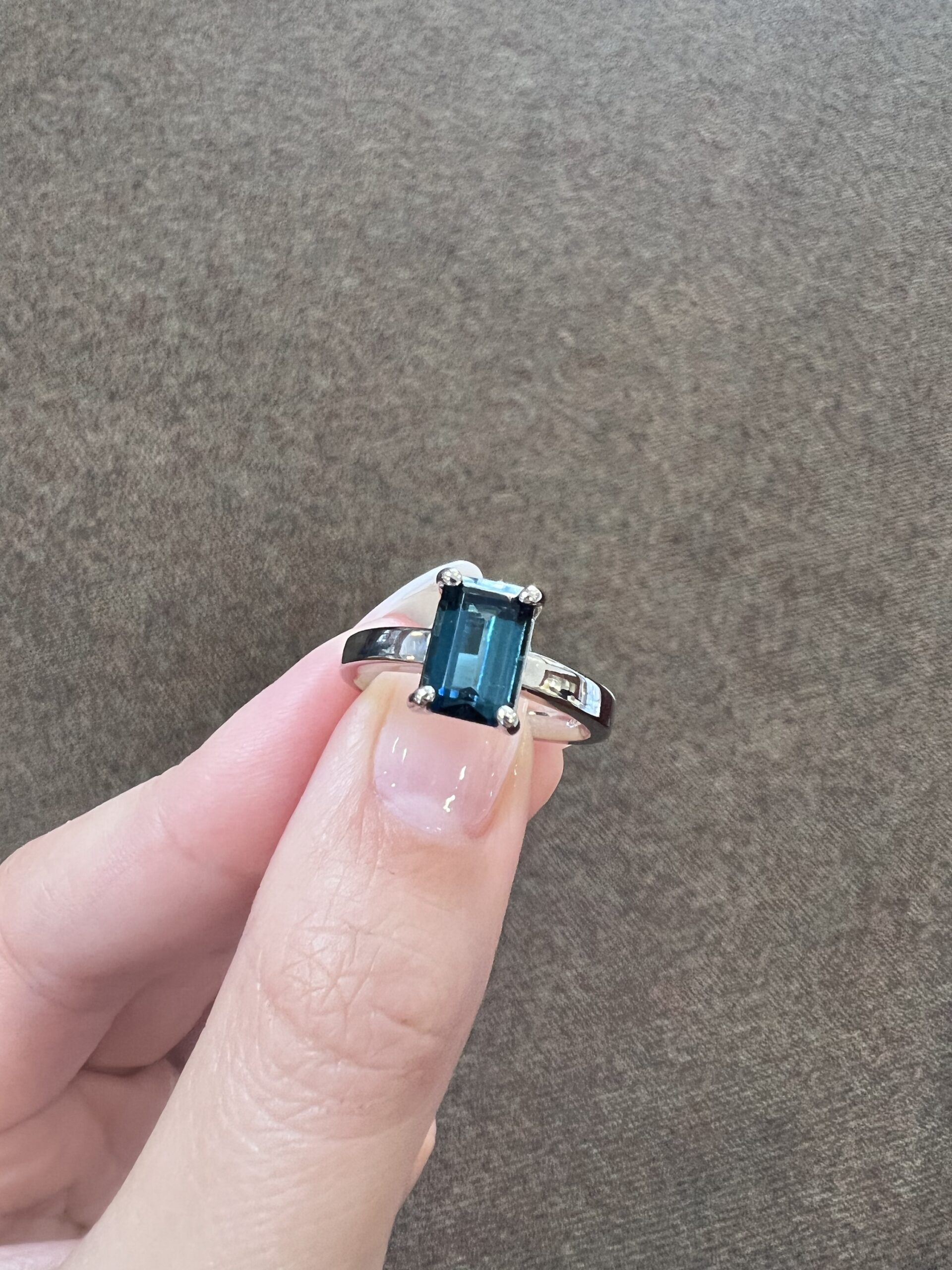 14k White Gold Genuine Emerald Cut 2.02 Cttw Blue Green Tourmaline Ring - Image 4