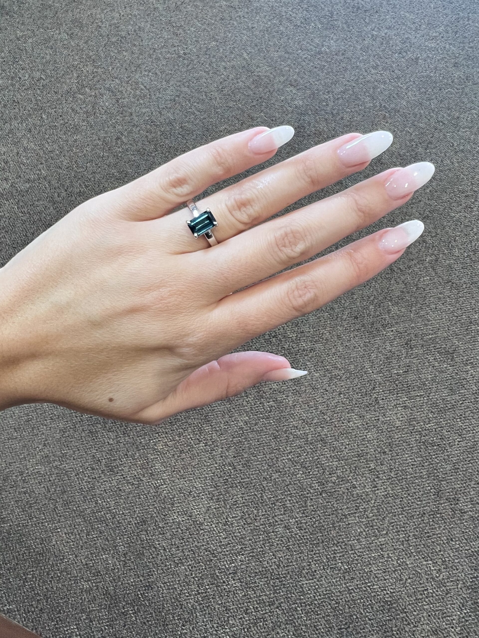 14k White Gold Genuine Emerald Cut 2.02 Cttw Blue Green Tourmaline Ring - Image 7