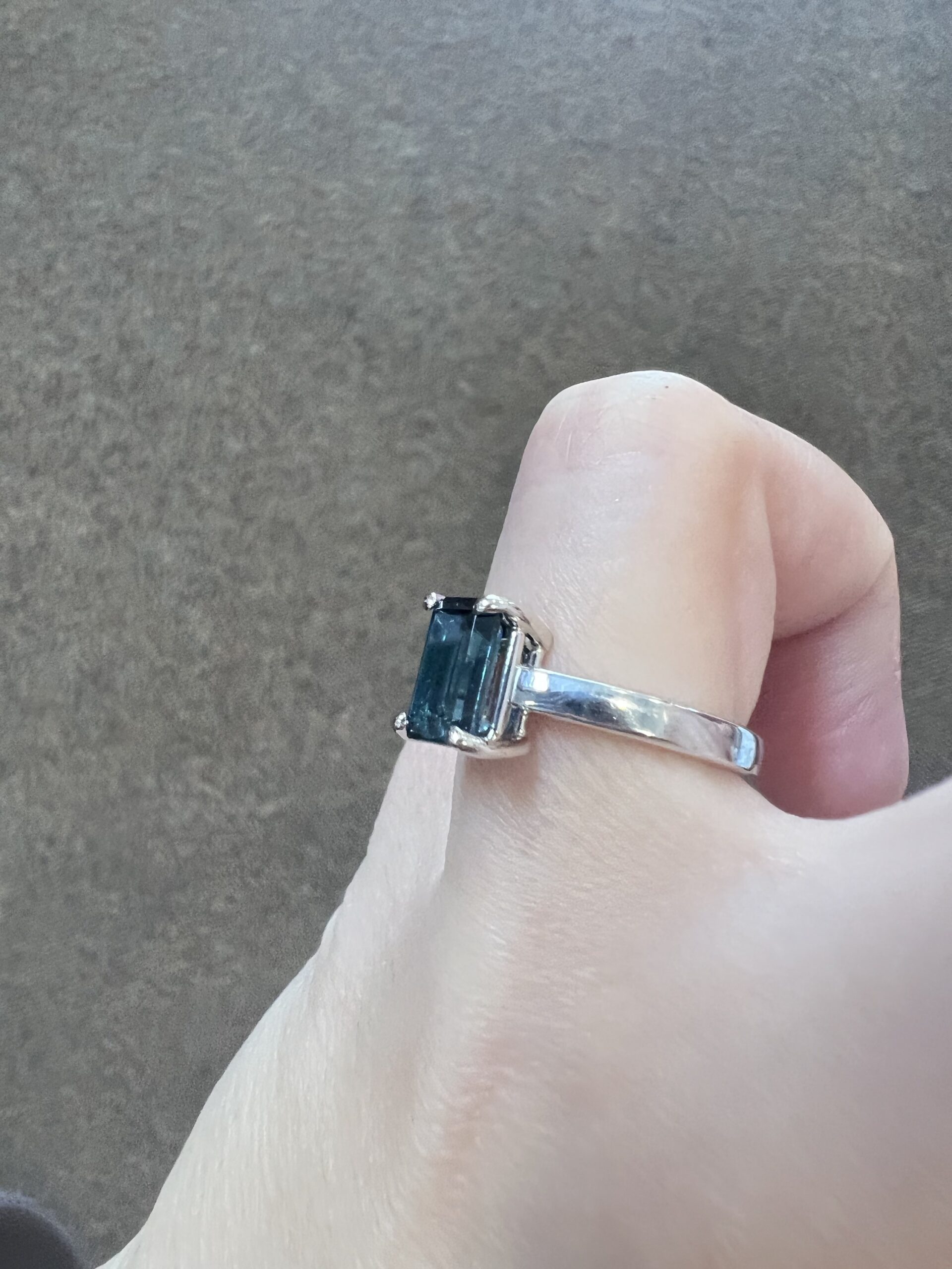 14k White Gold Genuine Emerald Cut 2.02 Cttw Blue Green Tourmaline Ring - Image 10