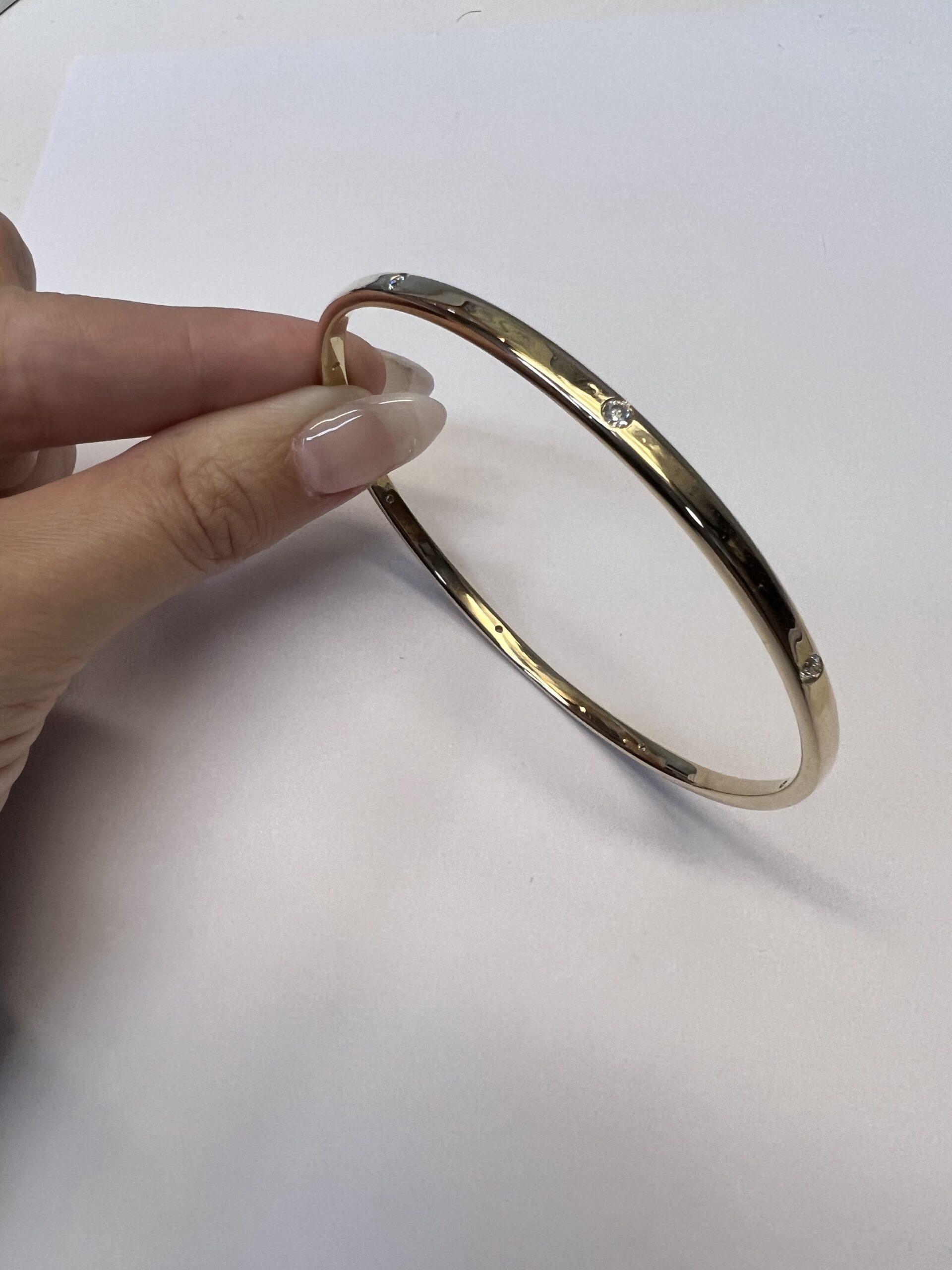 14k Yellow Gold Solid Slip-On Genuine .40 Cttw Round Brilliant Cut Diamond Bangle Bracelet - Image 9