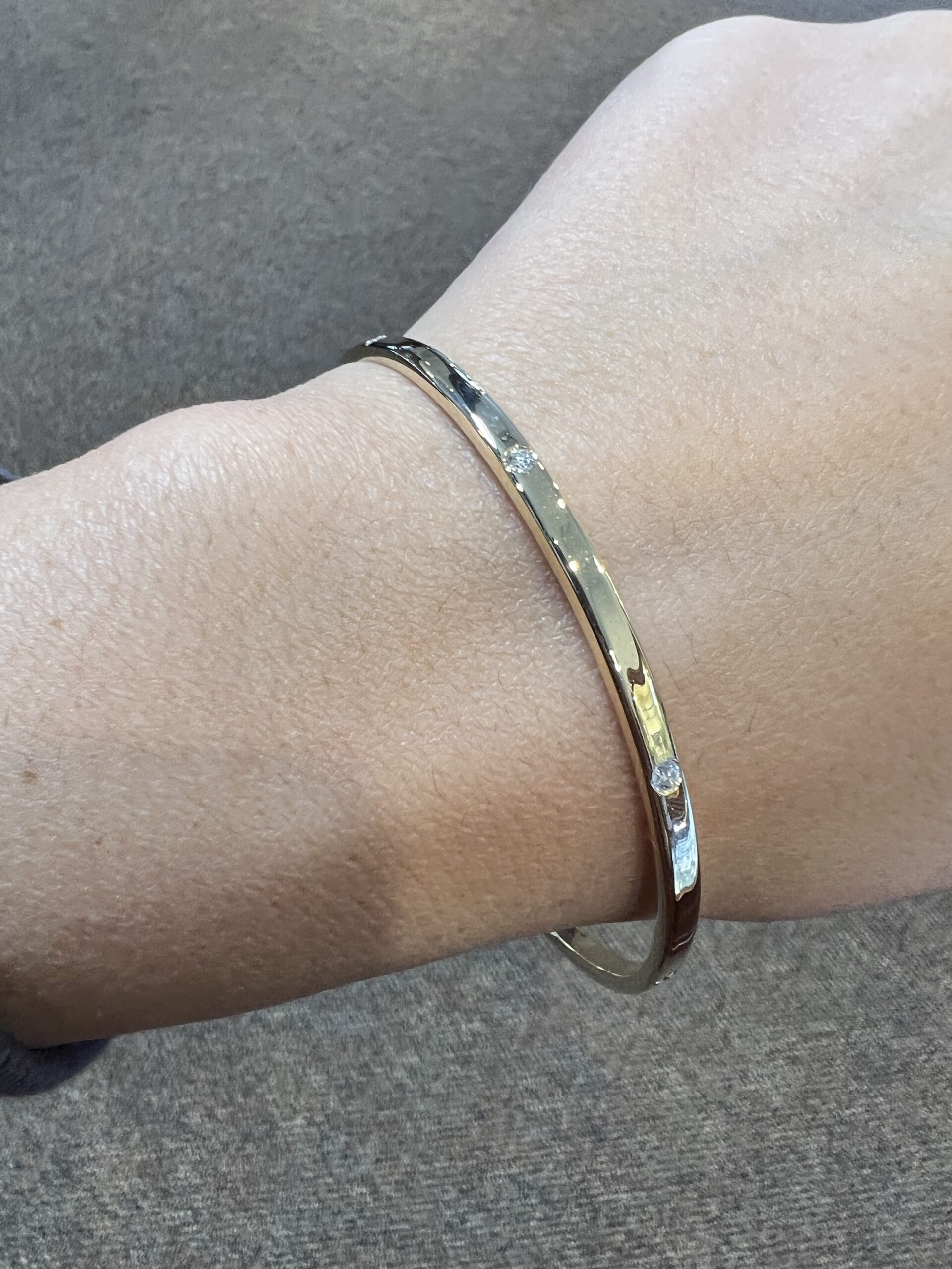 14k Yellow Gold Solid Slip-On Genuine .40 Cttw Round Brilliant Cut Diamond Bangle Bracelet - Image 21