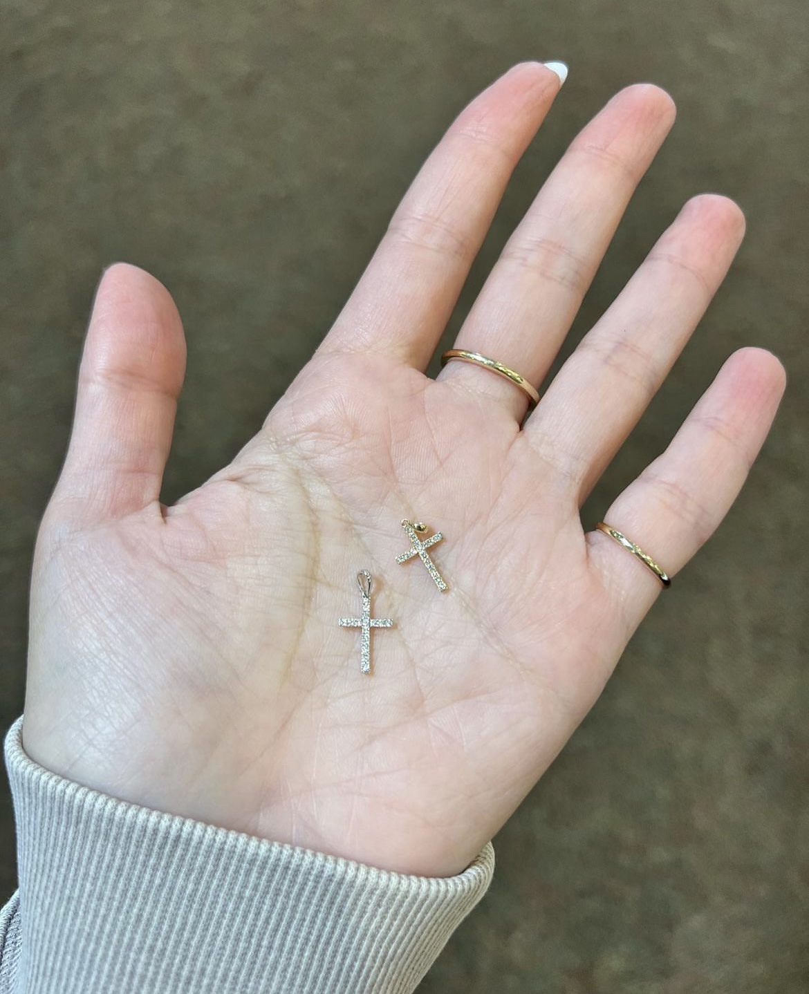 14k White Or Yellow Gold Delicate Diamond Cross Pendant
