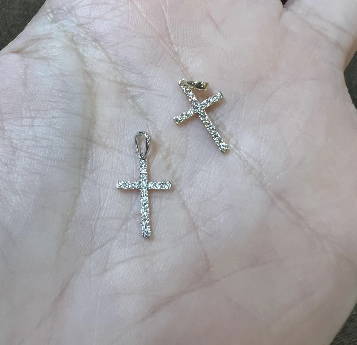 14k White Or Yellow Gold Delicate Diamond Cross Pendant - Image 3