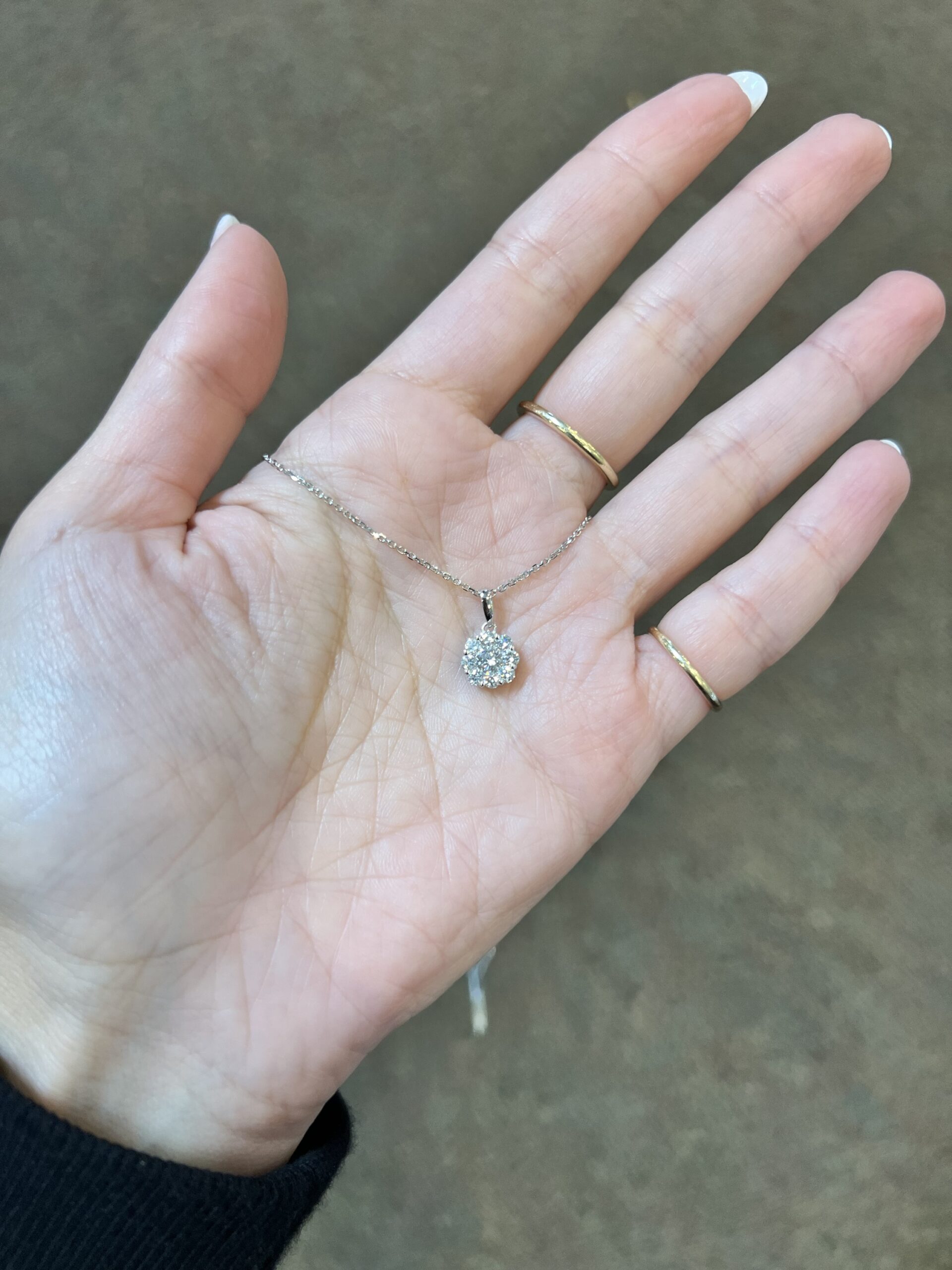 14k White Gold .81 Cttw Genuine Round Brilliant Cut Diamond Cluster Pendant - Image 18