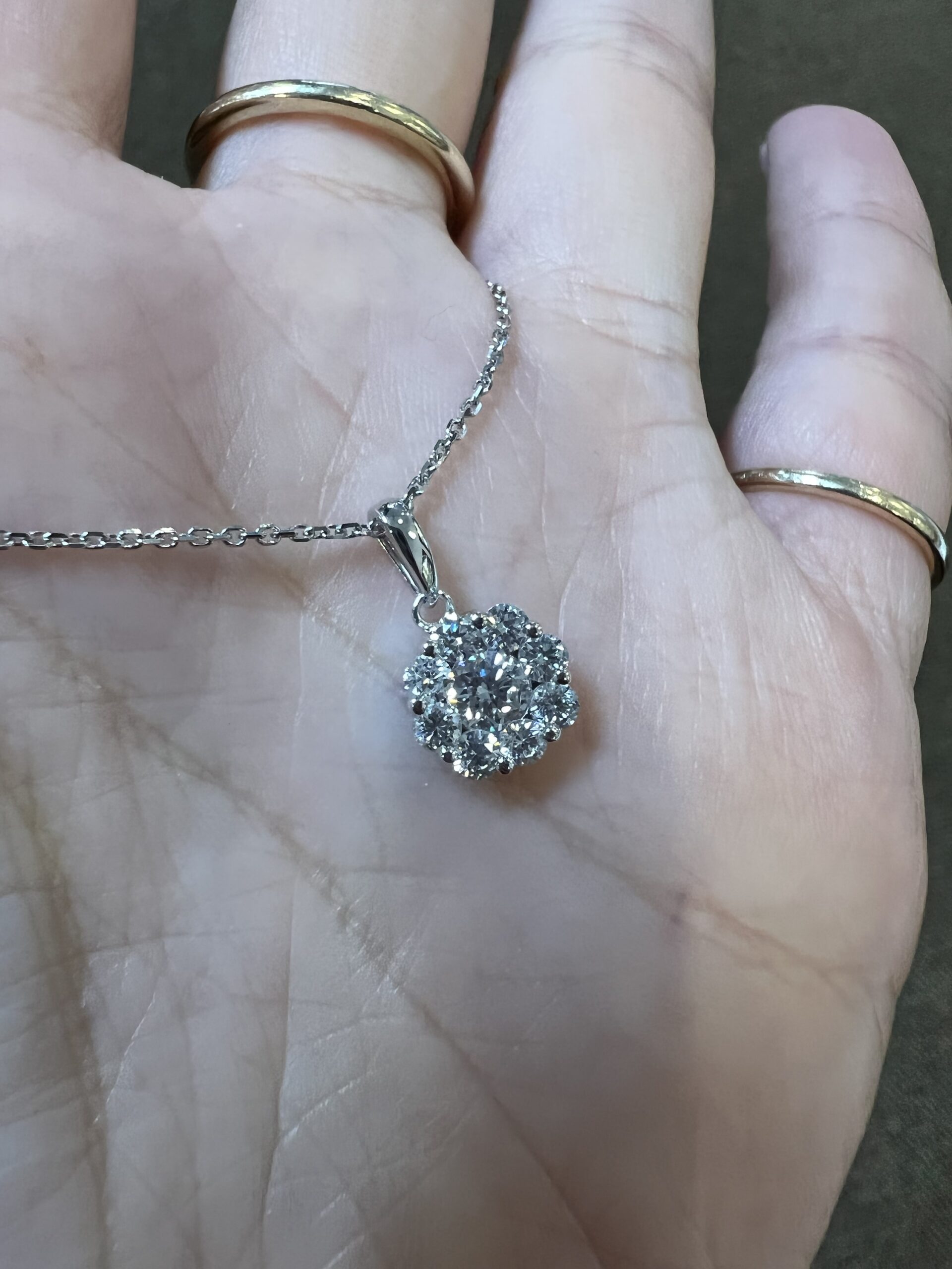 14k White Gold .81 Cttw Genuine Round Brilliant Cut Diamond Cluster Pendant - Image 12