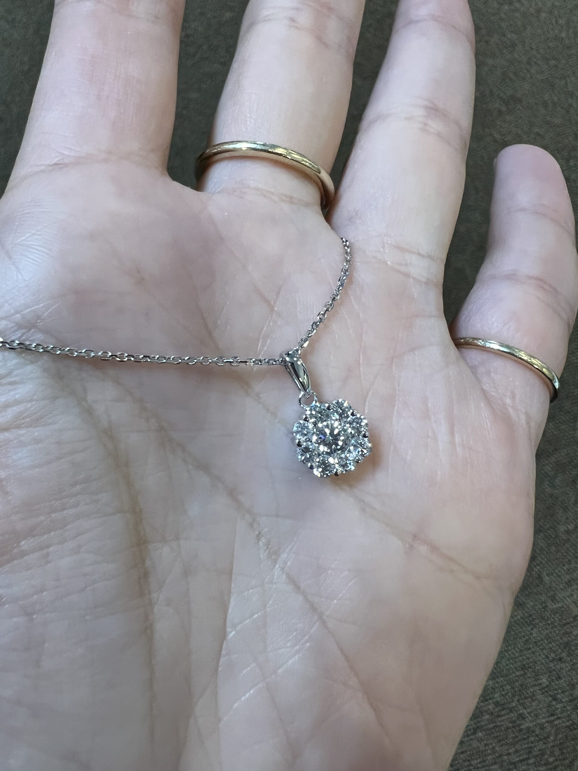 14k White Gold .81 Cttw Genuine Round Brilliant Cut Diamond Cluster Pendant - Image 10