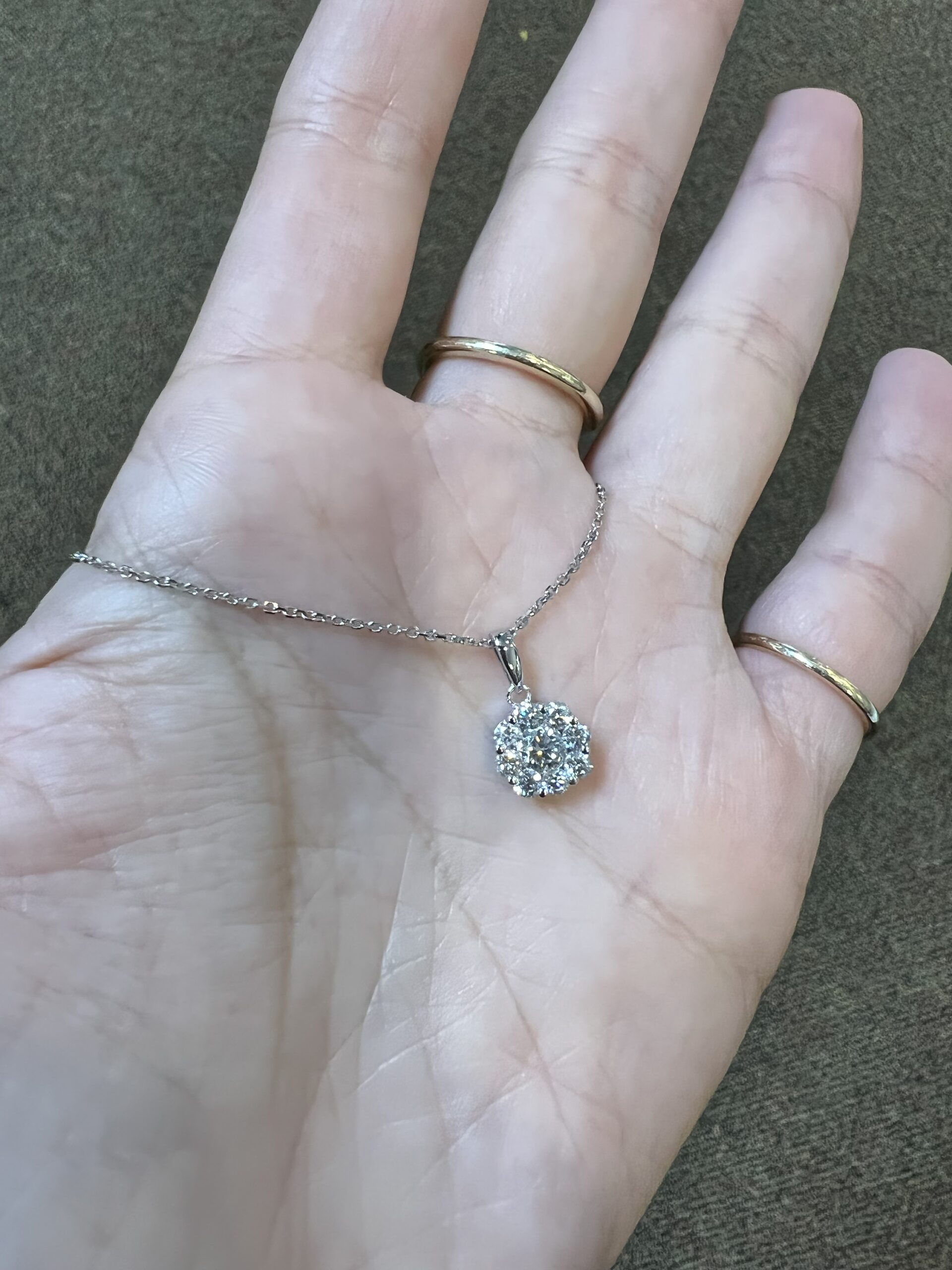 14k White Gold .81 Cttw Genuine Round Brilliant Cut Diamond Cluster Pendant - Image 11