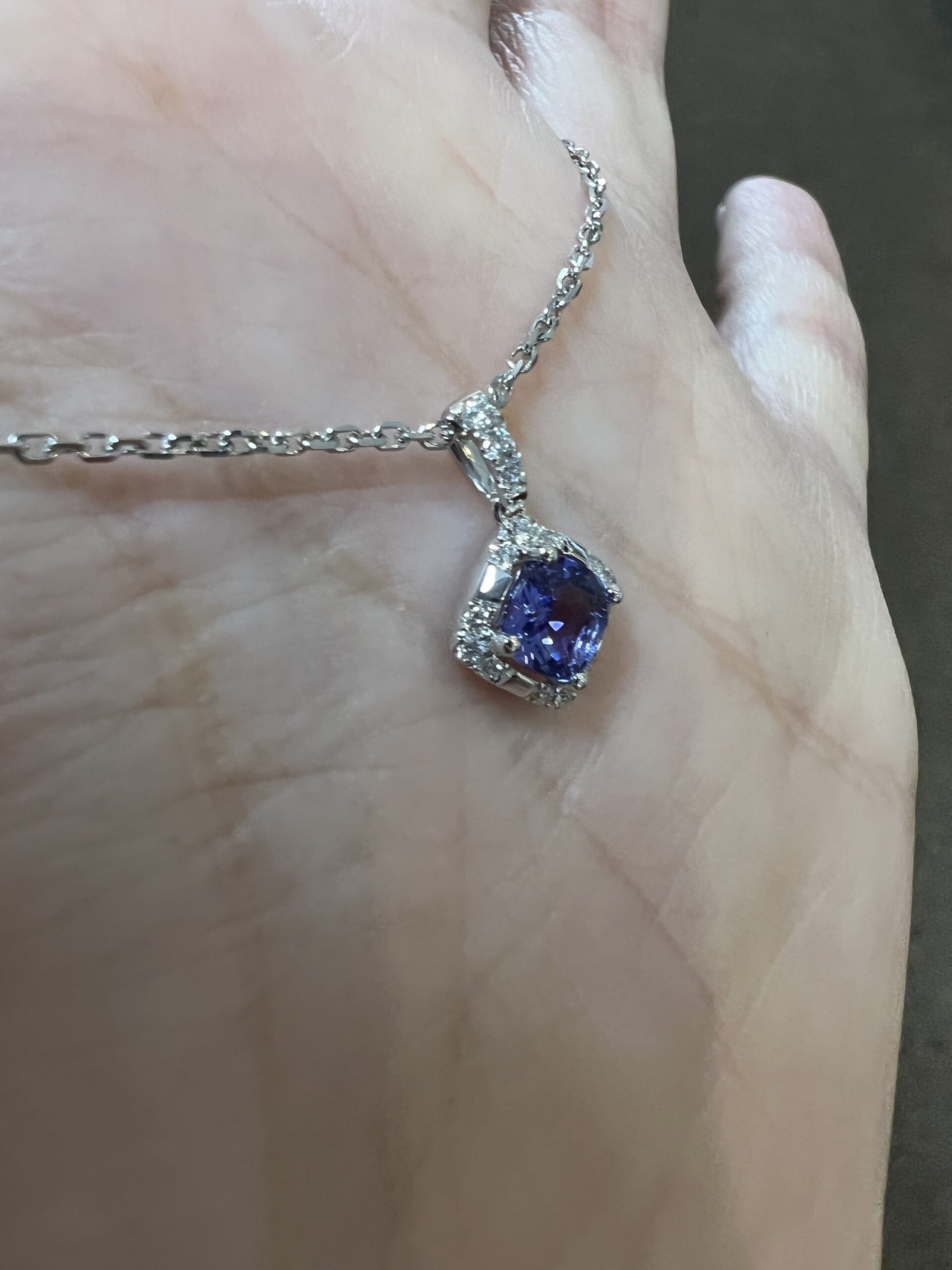 14k White Gold Genuine .60 Cttw Tanzanite & .18 Cttw Diamond Cluster Pendant - Image 24