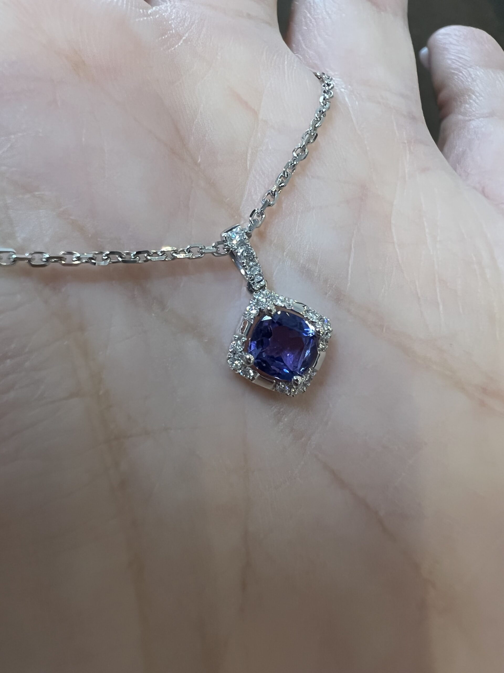 14k White Gold Genuine .60 Cttw Tanzanite & .18 Cttw Diamond Cluster Pendant - Image 23
