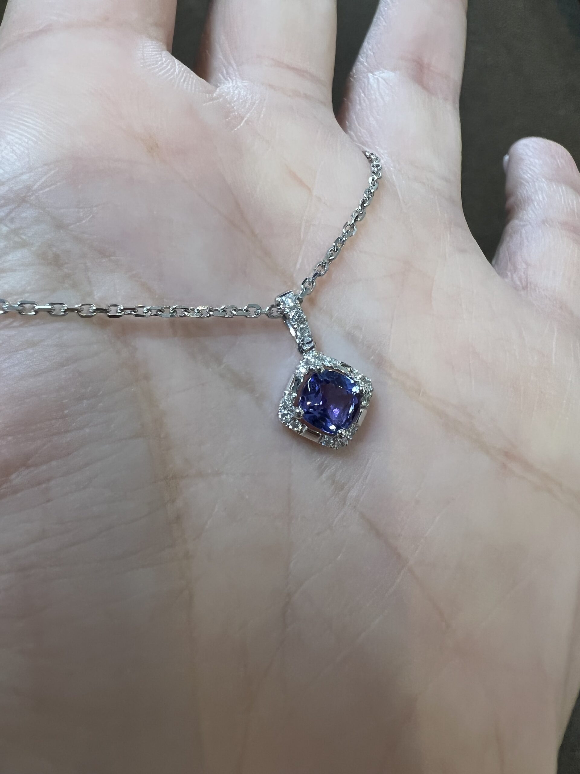 14k White Gold Genuine .60 Cttw Tanzanite & .18 Cttw Diamond Cluster Pendant - Image 22