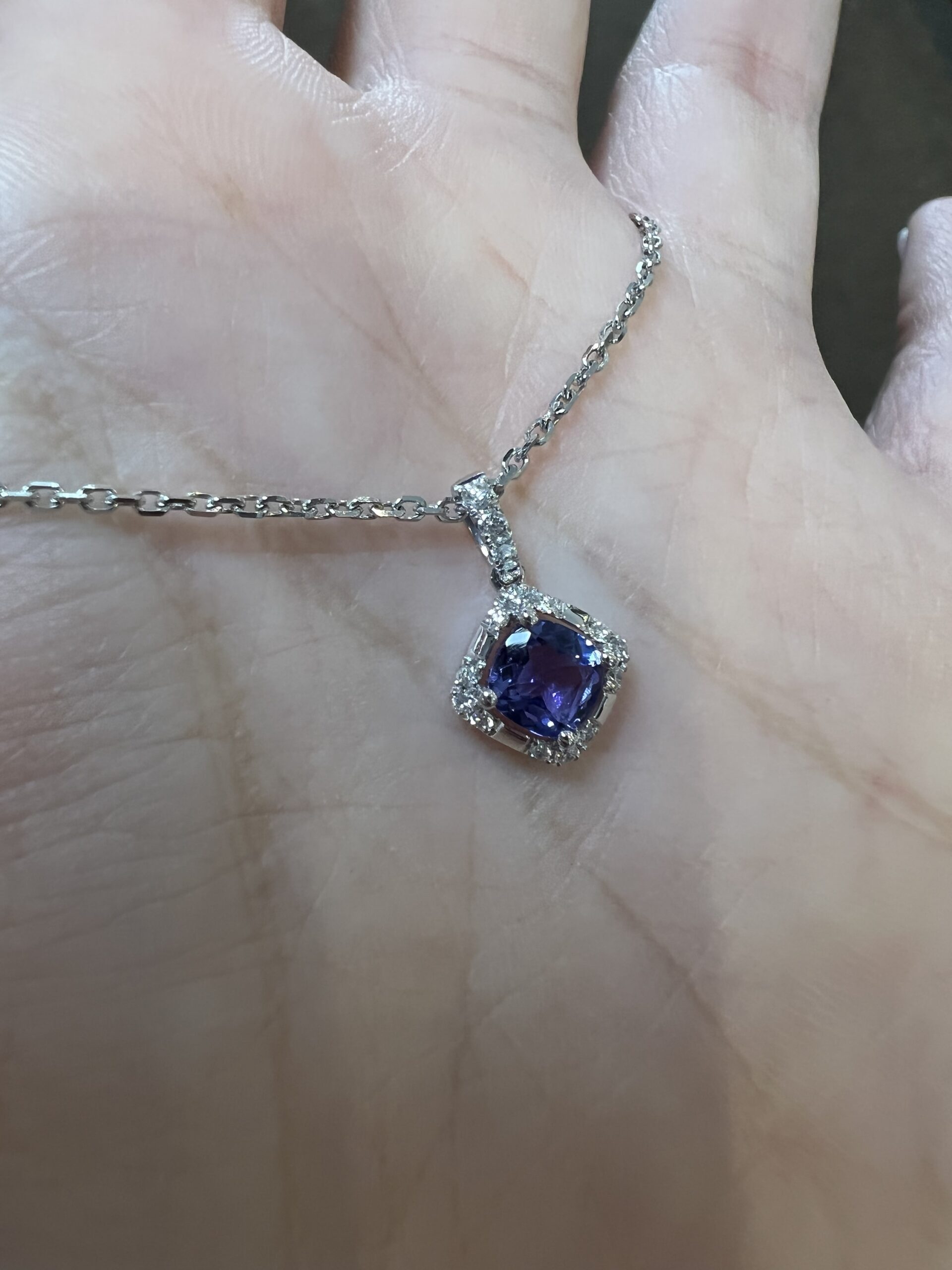 14k White Gold Genuine .60 Cttw Tanzanite & .18 Cttw Diamond Cluster Pendant - Image 21