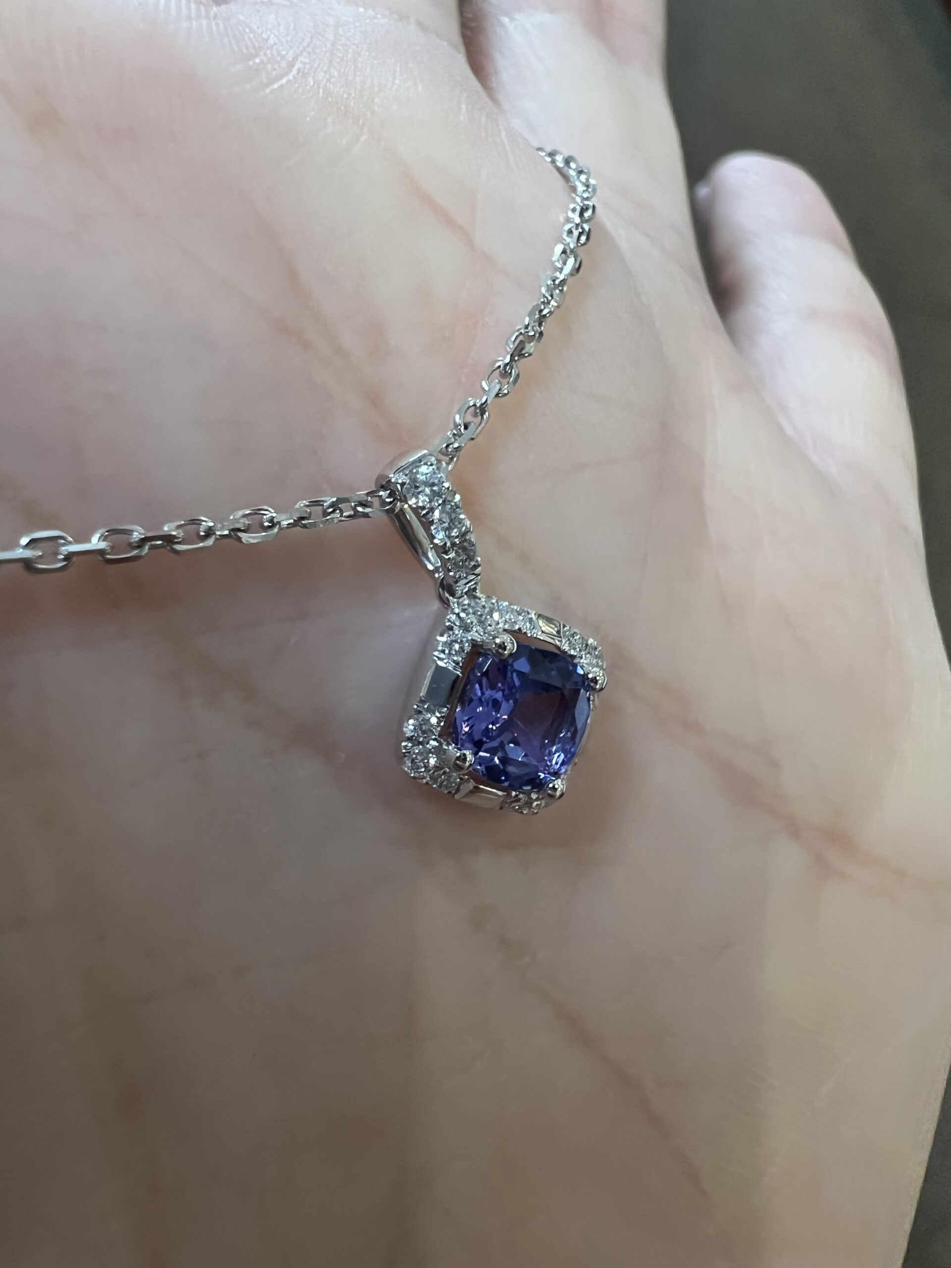14k White Gold Genuine .60 Cttw Tanzanite & .18 Cttw Diamond Cluster Pendant - Image 20