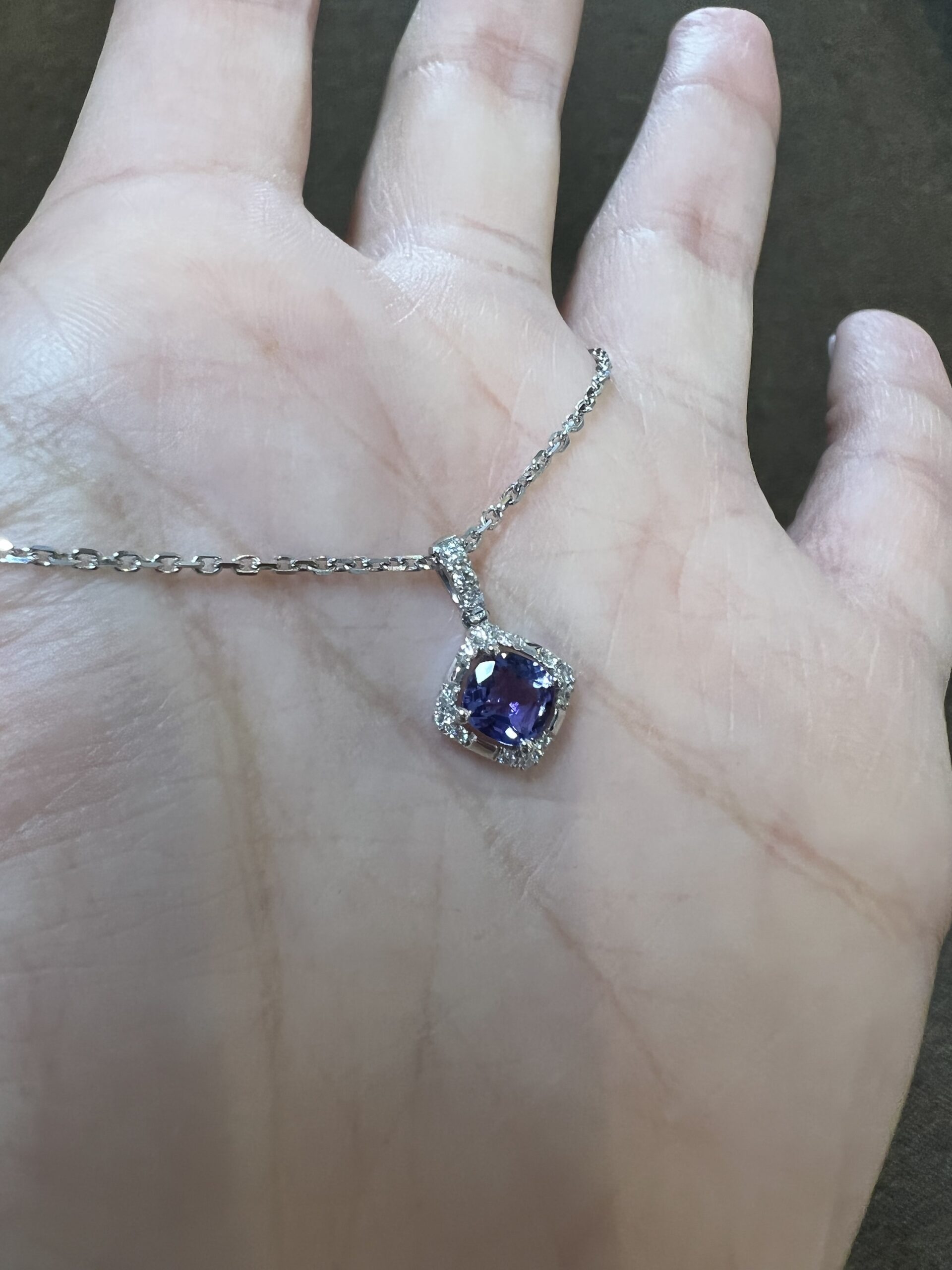 14k White Gold Genuine .60 Cttw Tanzanite & .18 Cttw Diamond Cluster Pendant - Image 19