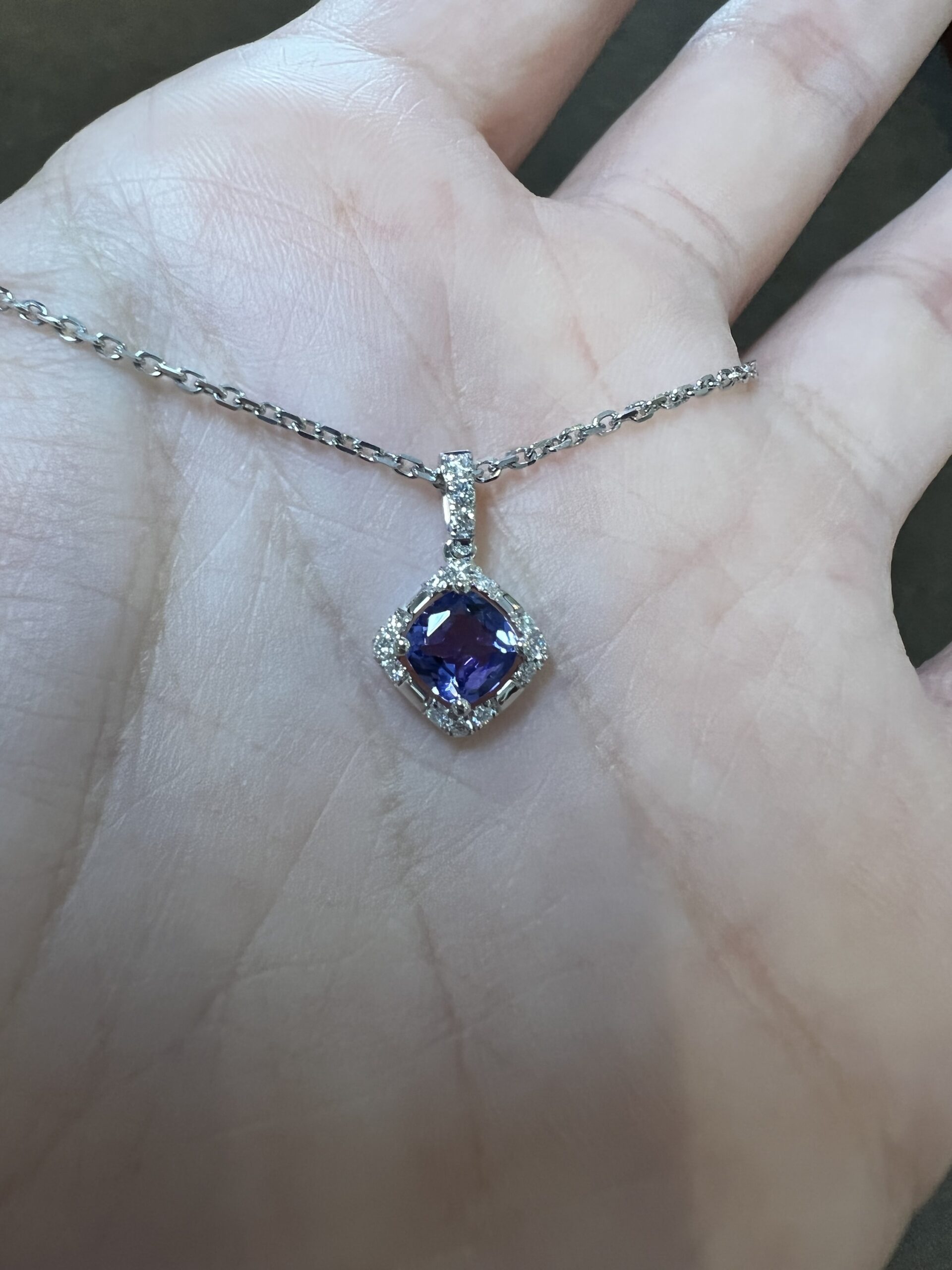 14k White Gold Genuine .60 Cttw Tanzanite & .18 Cttw Diamond Cluster Pendant - Image 18