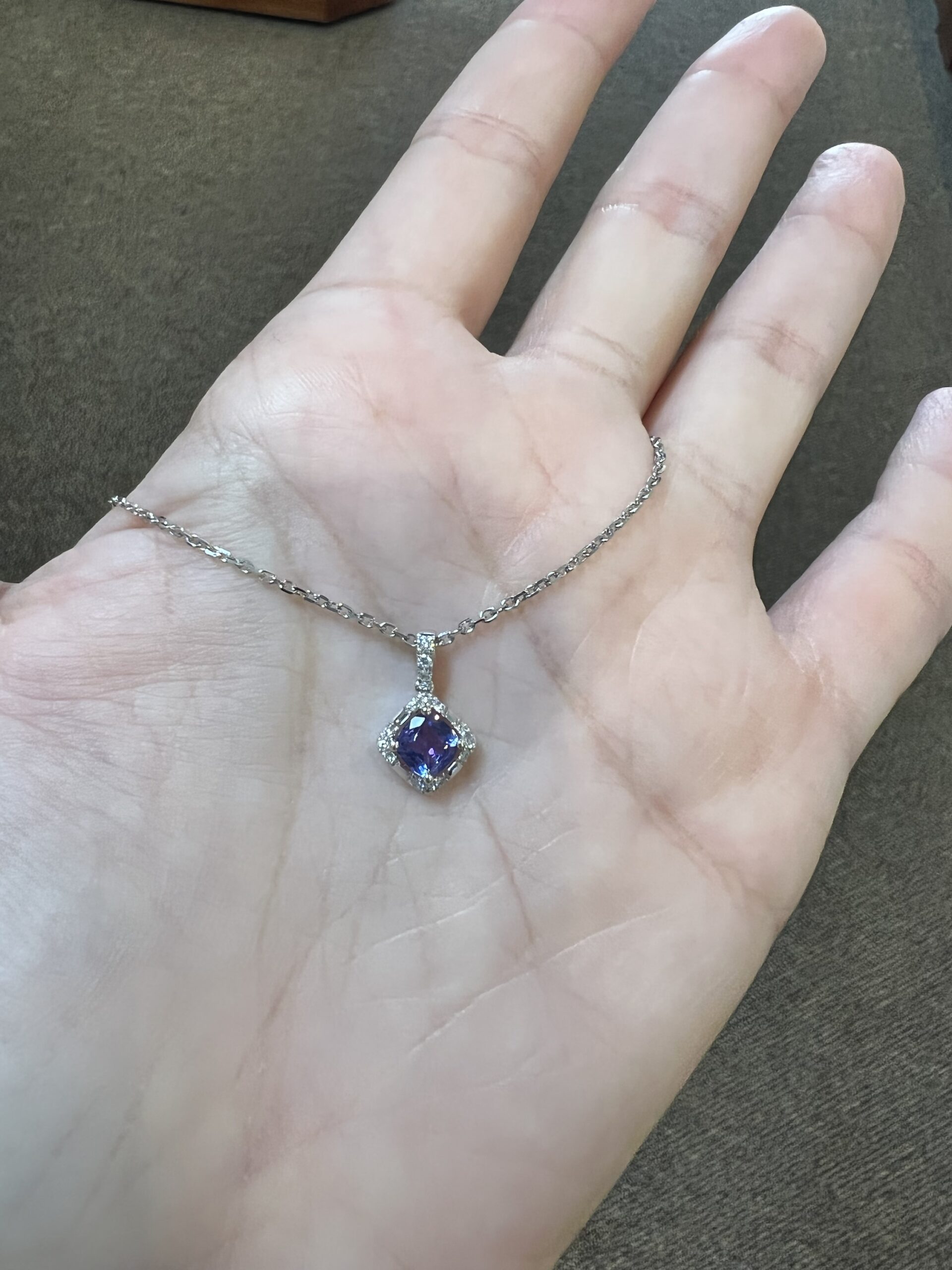 14k White Gold Genuine .60 Cttw Tanzanite & .18 Cttw Diamond Cluster Pendant - Image 8