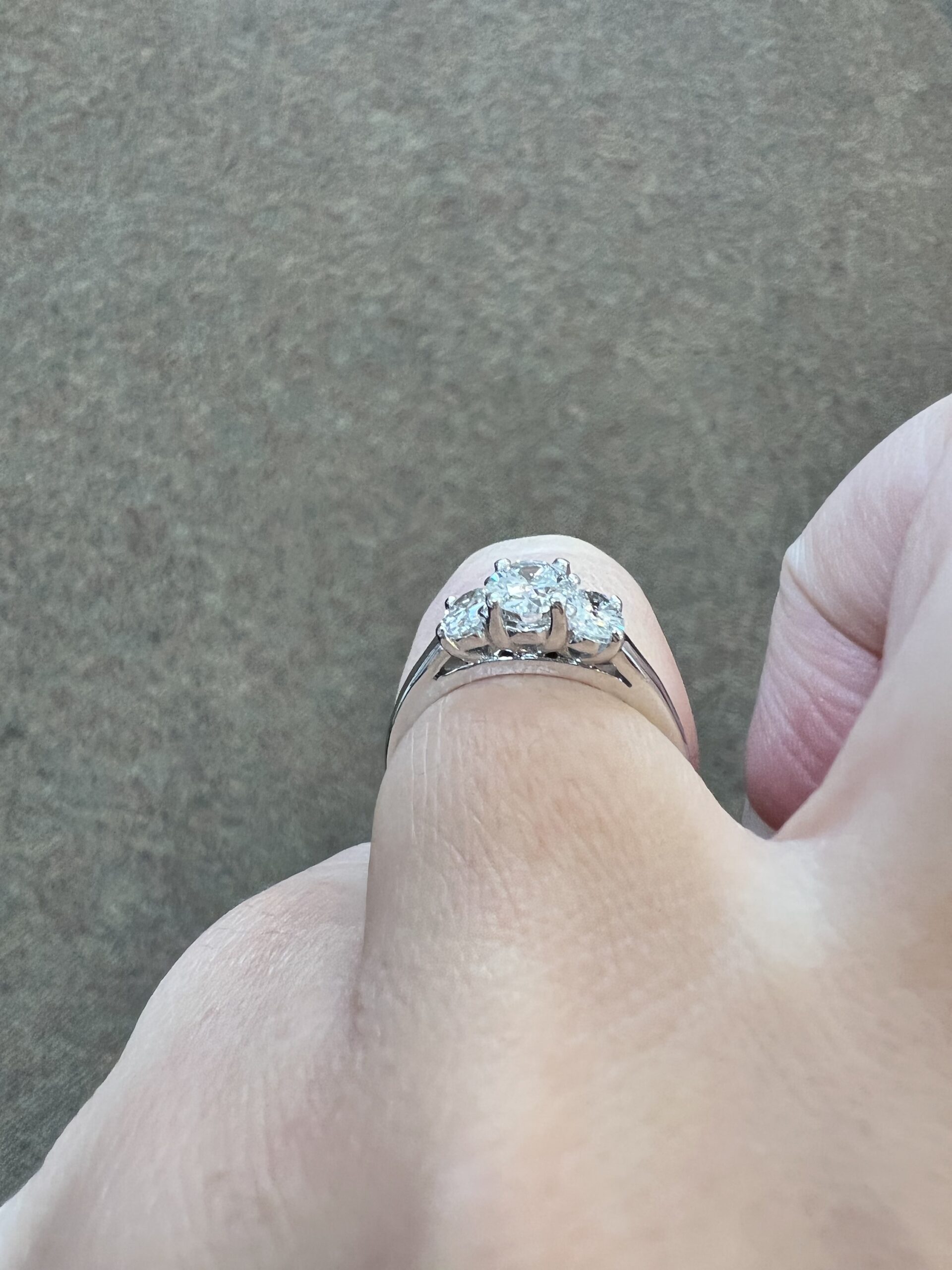 18k White Gold Genuine 1.05 Cttw Oval Brilliant Cut Diamond 3 Stone Engagement Ring - Image 14