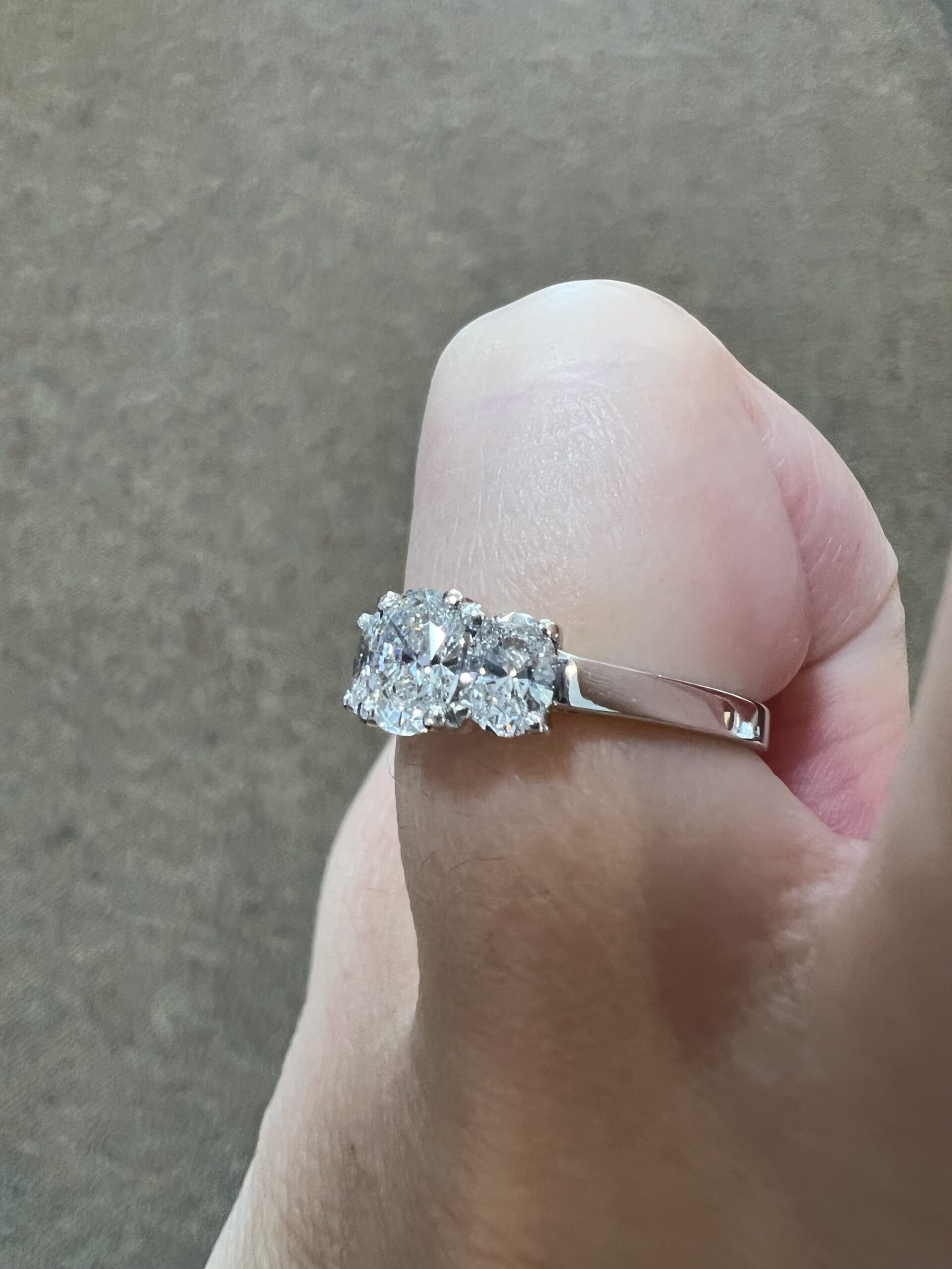 18k White Gold Genuine 1.05 Cttw Oval Brilliant Cut Diamond 3 Stone Engagement Ring - Image 15