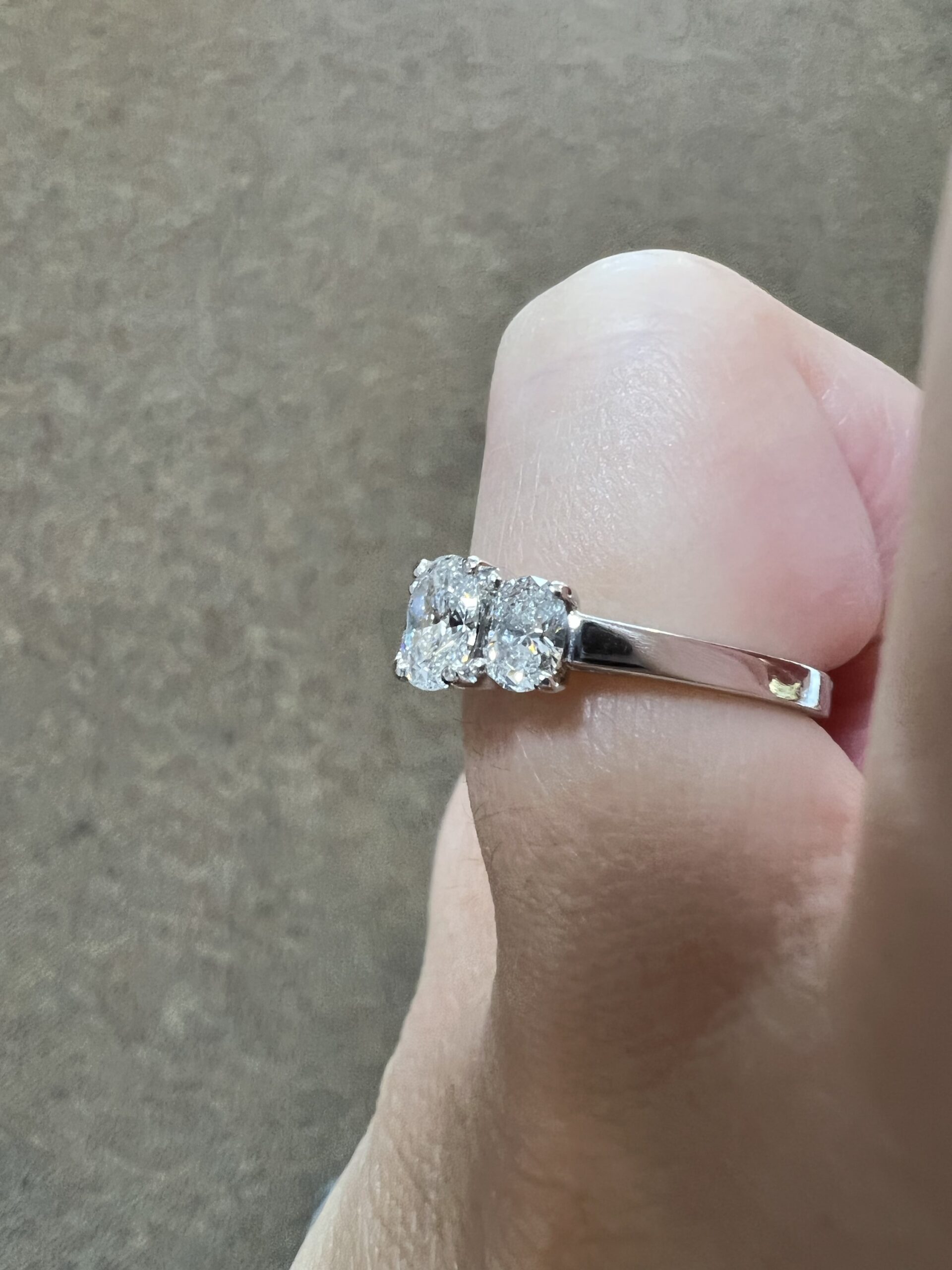 18k White Gold Genuine 1.05 Cttw Oval Brilliant Cut Diamond 3 Stone Engagement Ring - Image 16