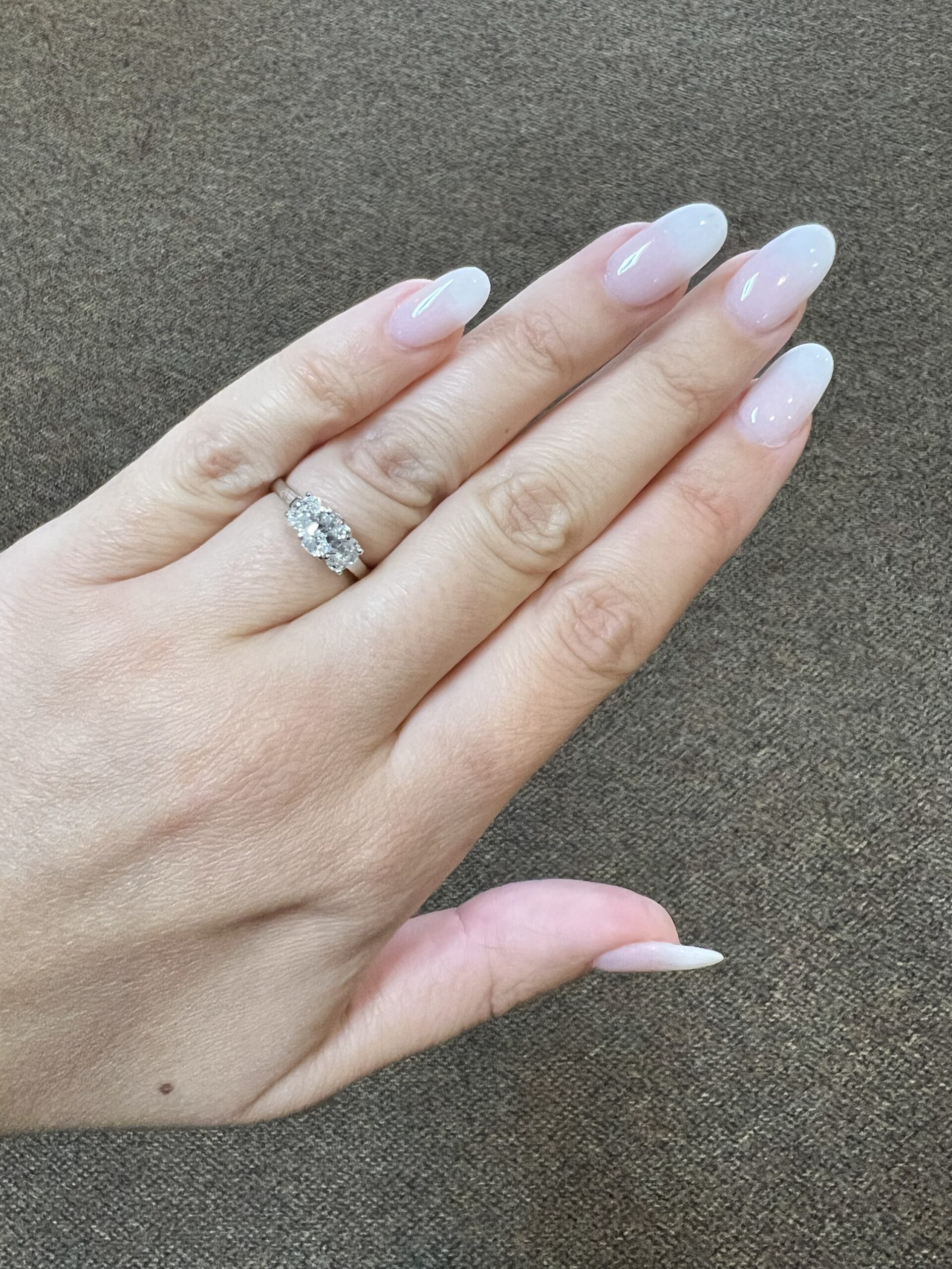 18k White Gold Genuine 1.05 Cttw Oval Brilliant Cut Diamond 3 Stone Engagement Ring - Image 18