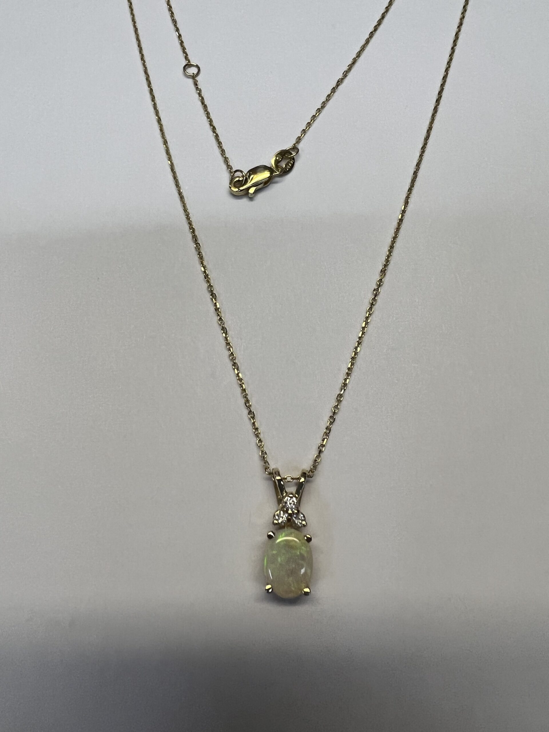 14k Yellow Gold Genuine .48 Cttw Opal & .06 Cttw Diamond Pendant - Image 10