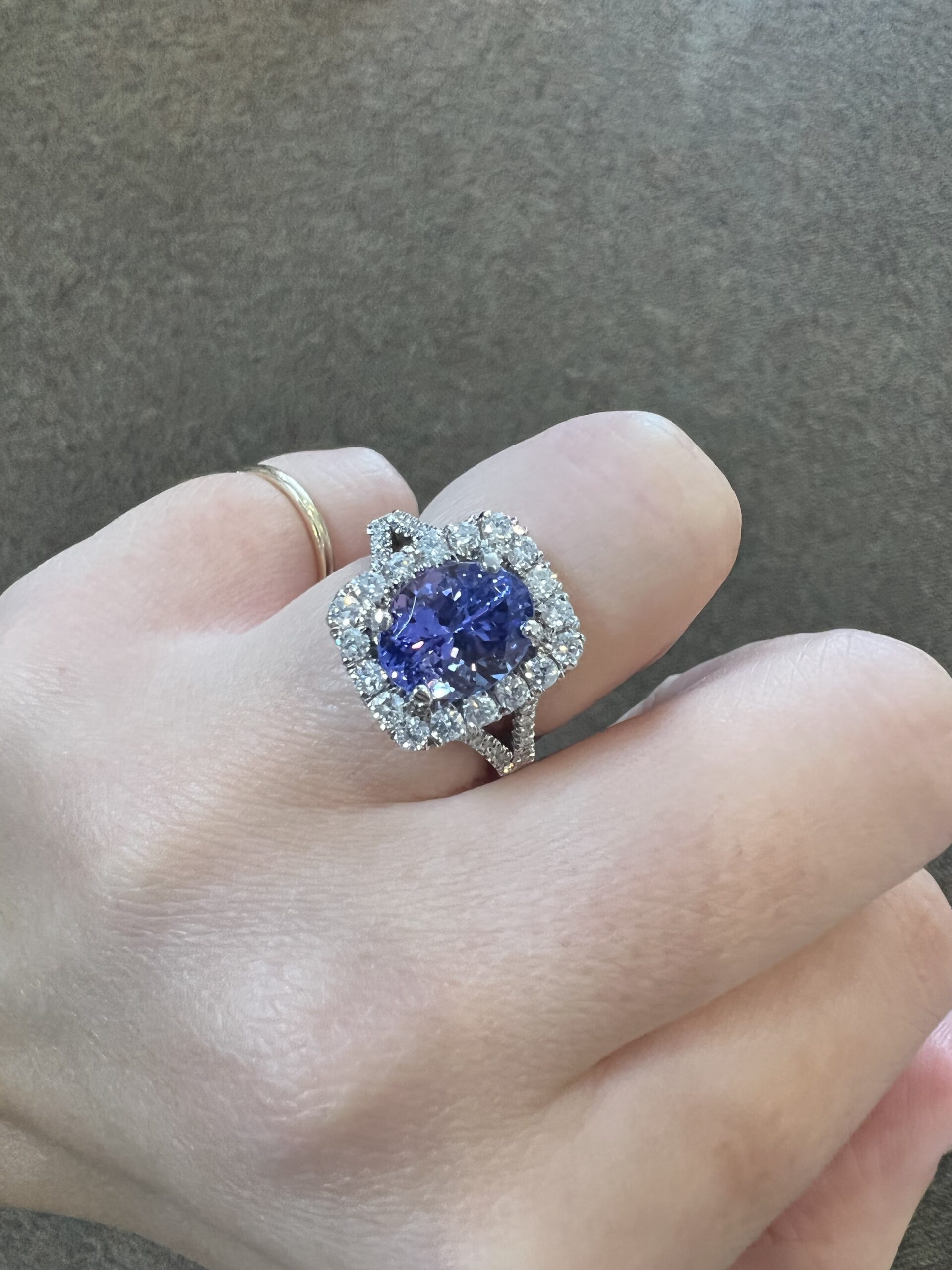 18k White Gold Genuine Custom Made 3.25 Cttw Tanzanite & Diamond Halo Ring - Image 19