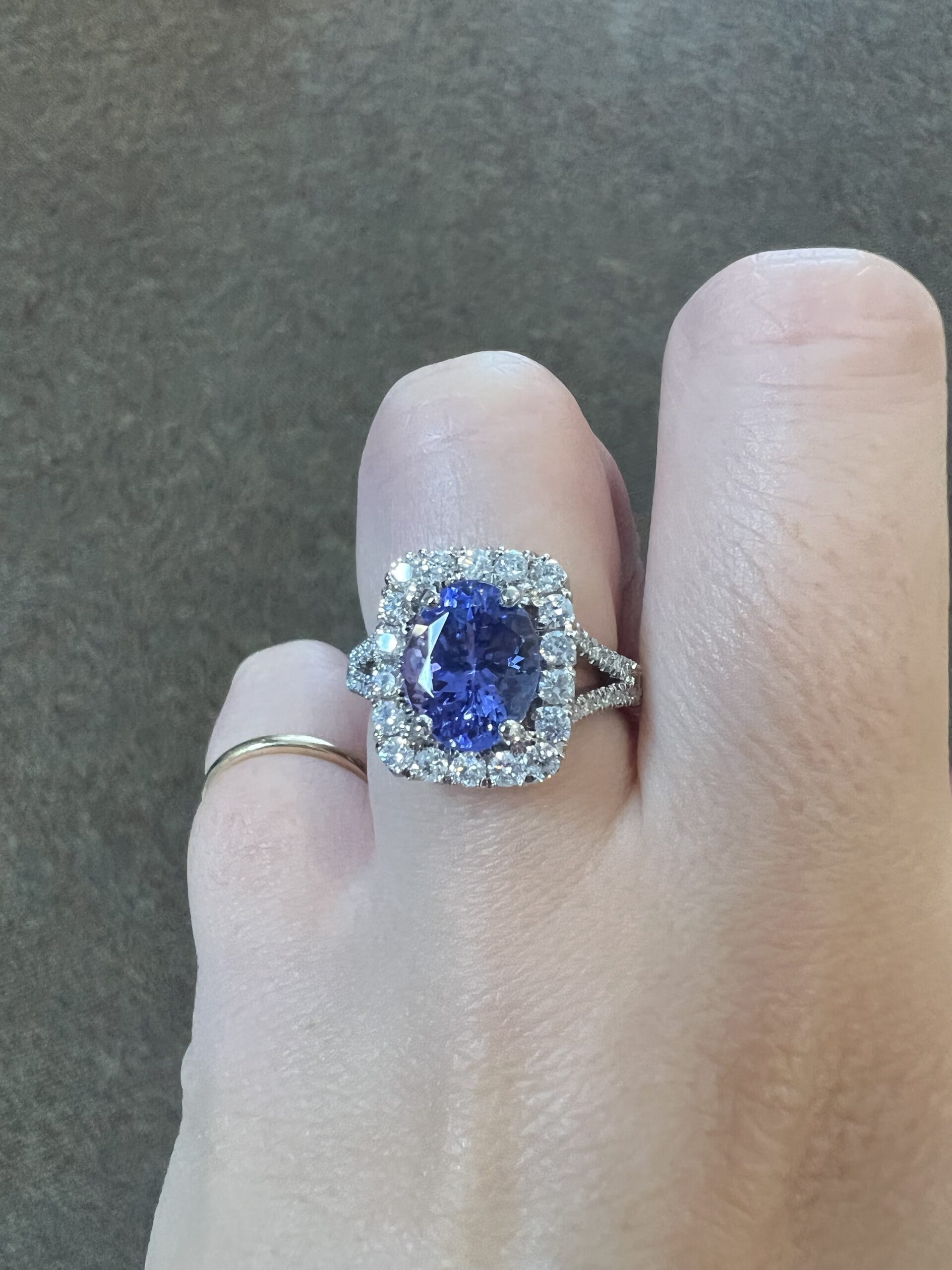 18k White Gold Genuine Custom Made 3.25 Cttw Tanzanite & Diamond Halo Ring - Image 21