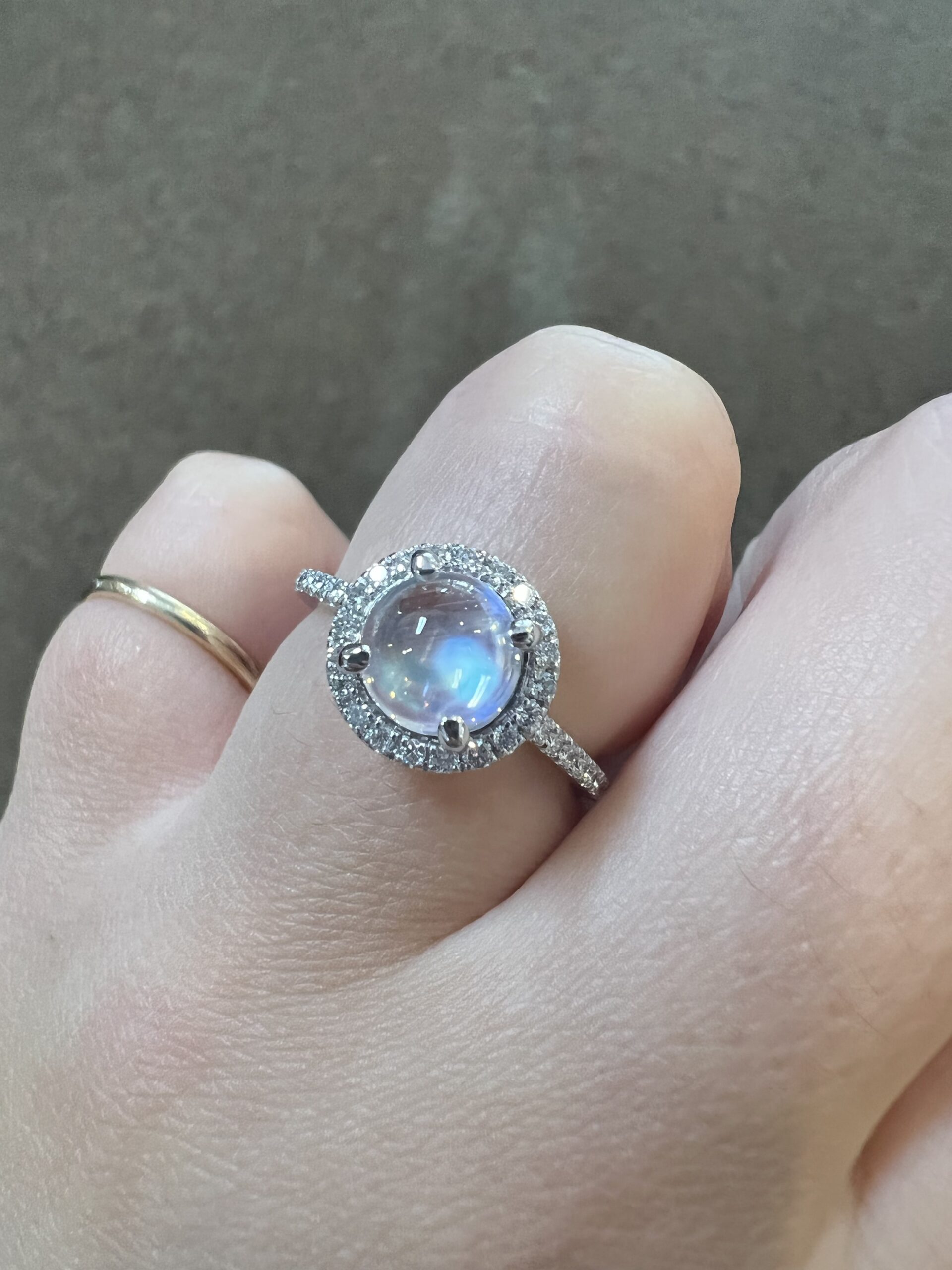14k White Gold Genuine 1.55 Cttw Moonstone & Diamond Halo Ring - Image 19