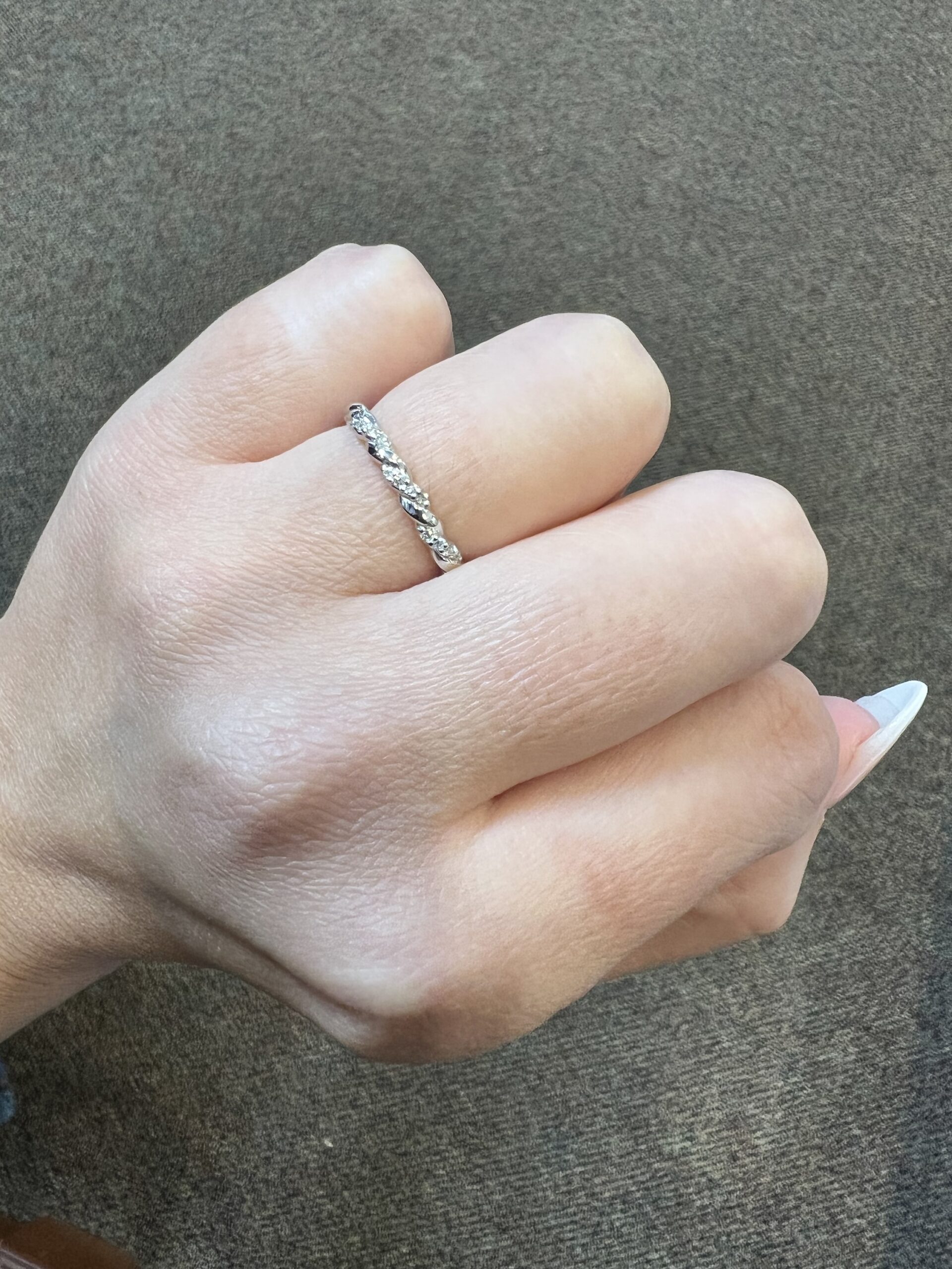 14k White Gold Genuine .14 Cttw Round Brilliant Cut Diamond Twist Band - Image 10