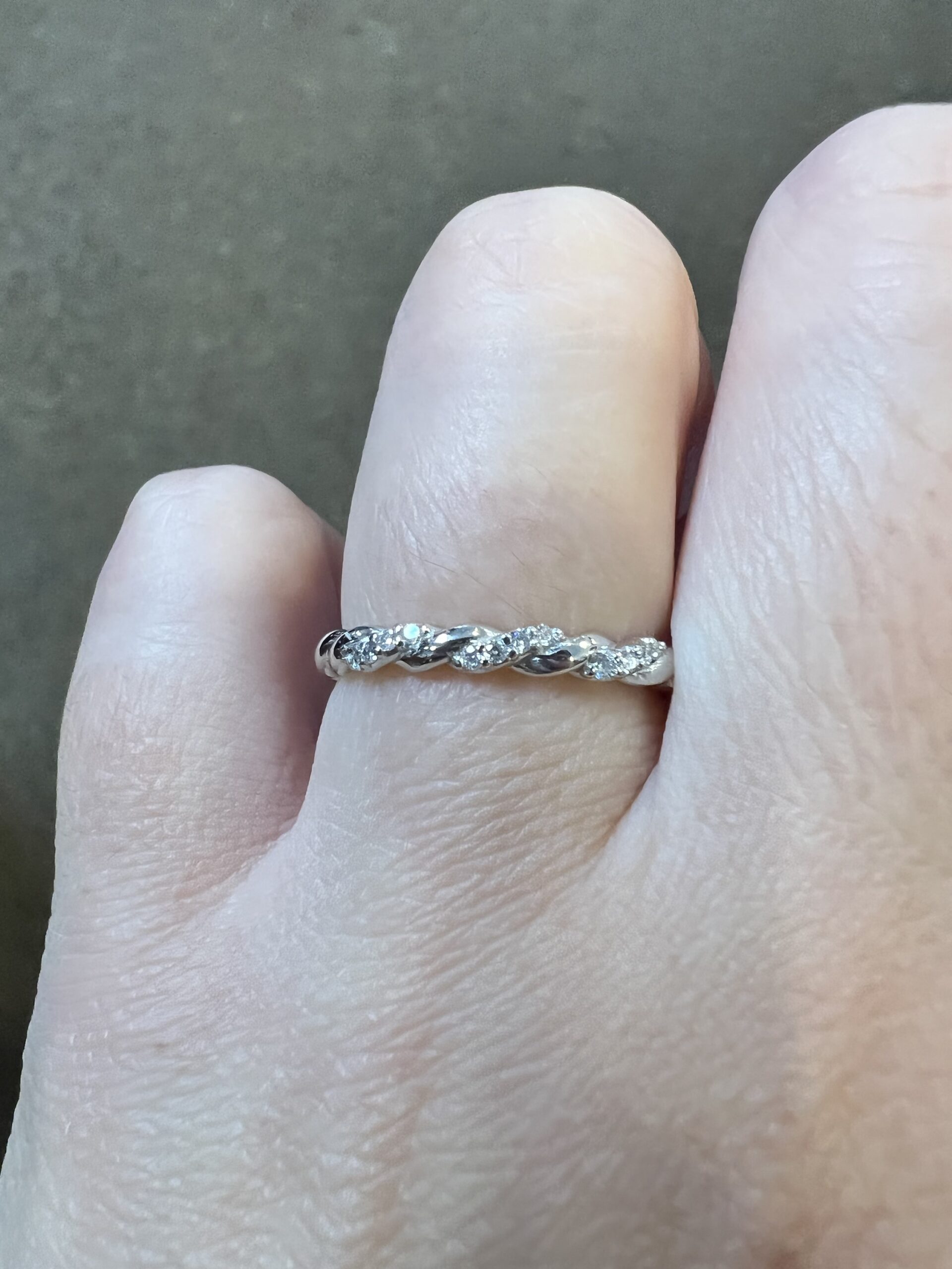 14k White Gold Genuine .14 Cttw Round Brilliant Cut Diamond Twist Band - Image 12