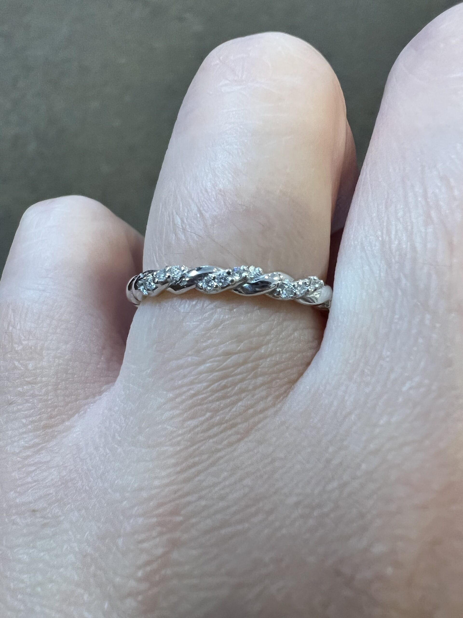 14k White Gold Genuine .14 Cttw Round Brilliant Cut Diamond Twist Band - Image 13