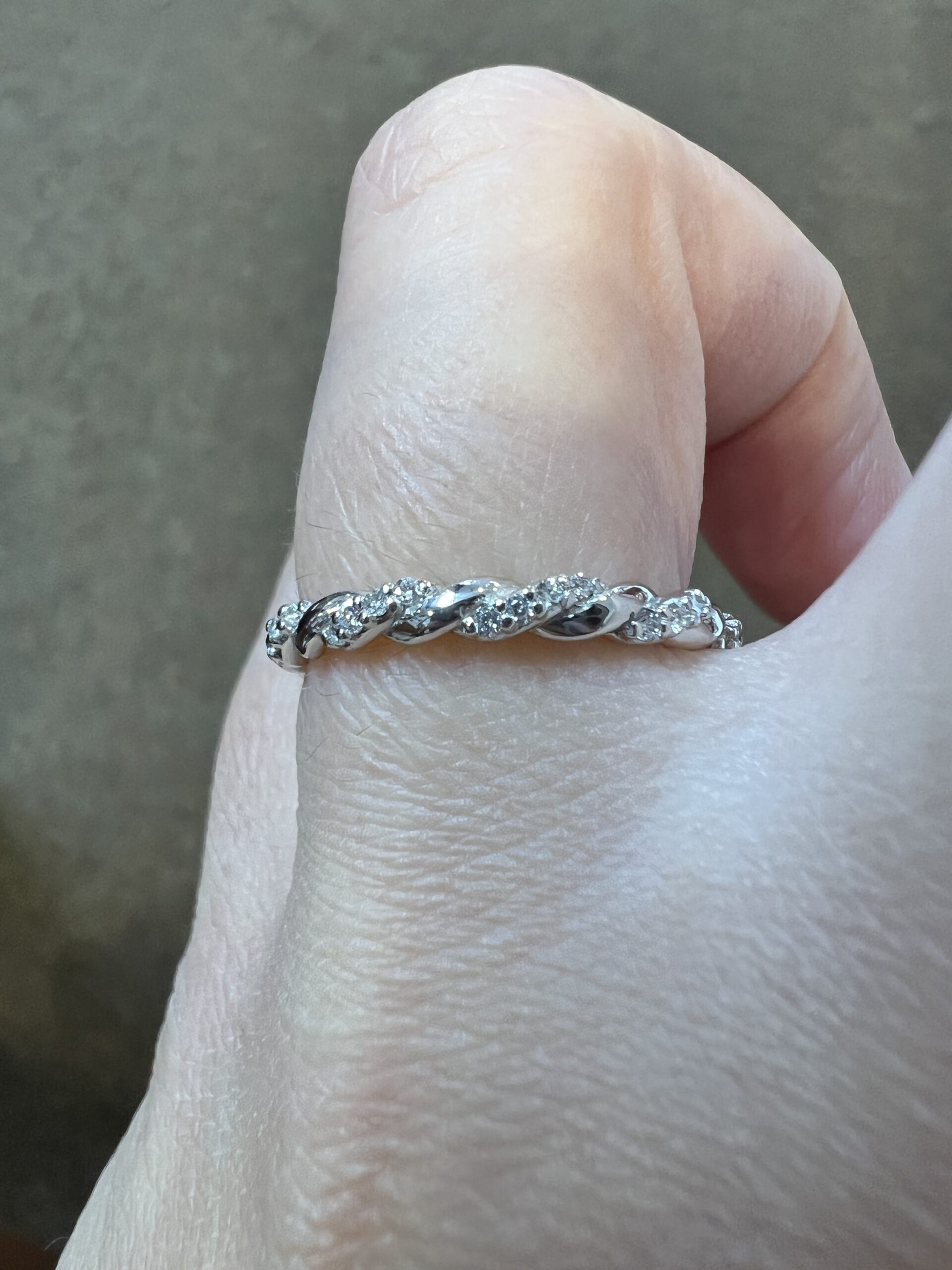 14k White Gold Genuine .14 Cttw Round Brilliant Cut Diamond Twist Band - Image 14