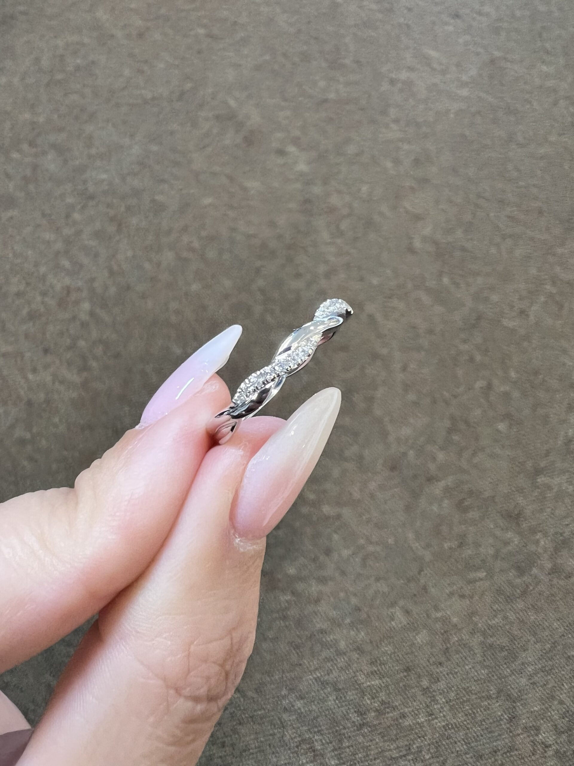 14k White Gold Genuine .17 Cttw Round Brilliant Cut Diamond Braided Band - Image 11