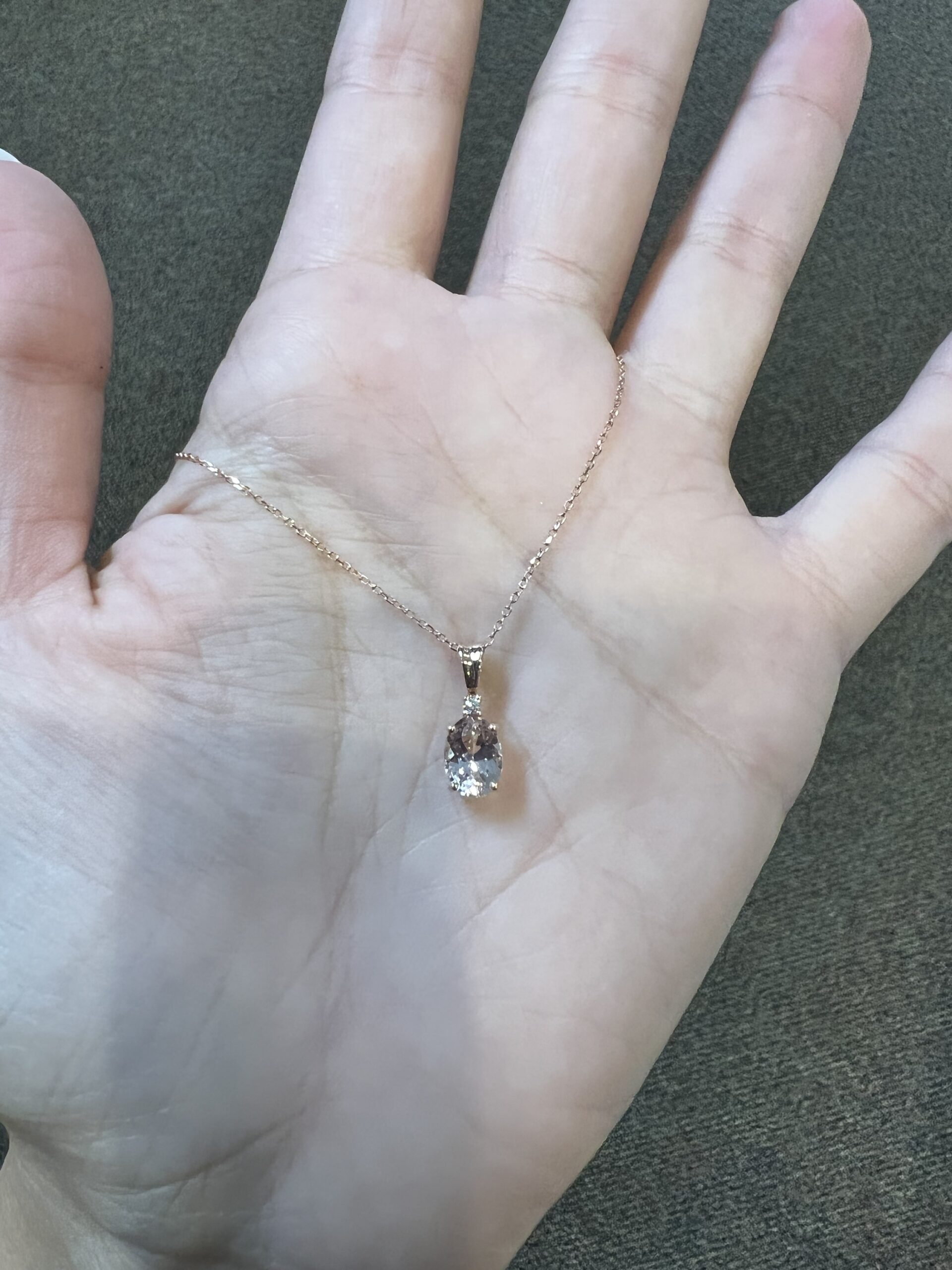 14k Rose Gold Genuine .76 Cttw Morganite & Diamond Basket Set Pendant - Image 14