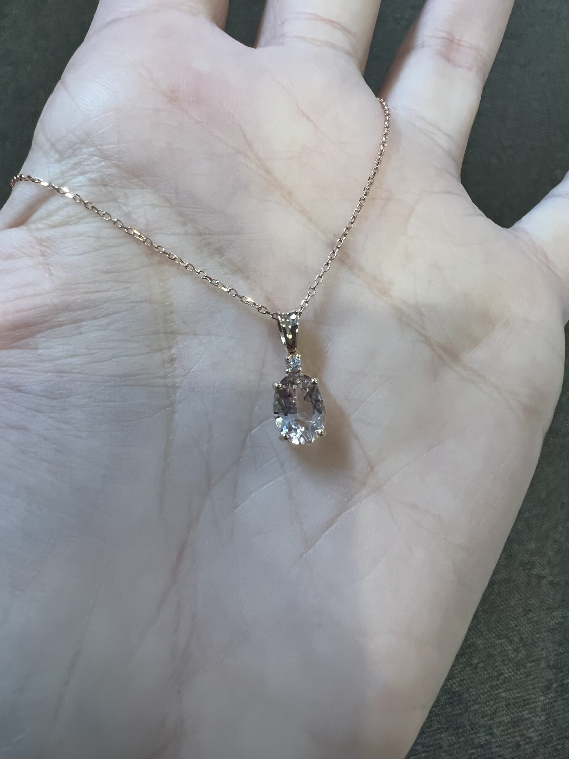 14k Rose Gold Genuine .76 Cttw Morganite & Diamond Basket Set Pendant - Image 13