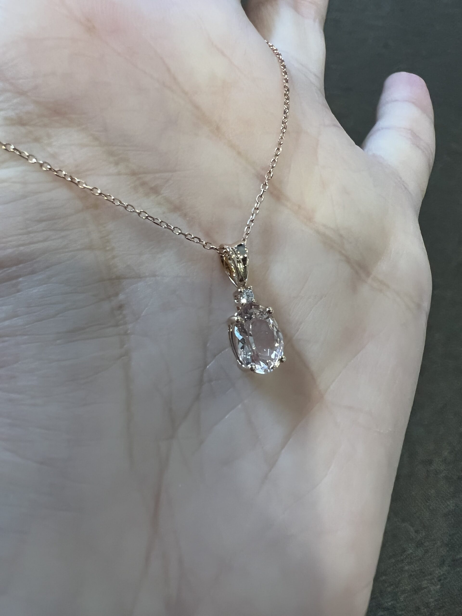 14k Rose Gold Genuine .76 Cttw Morganite & Diamond Basket Set Pendant - Image 12