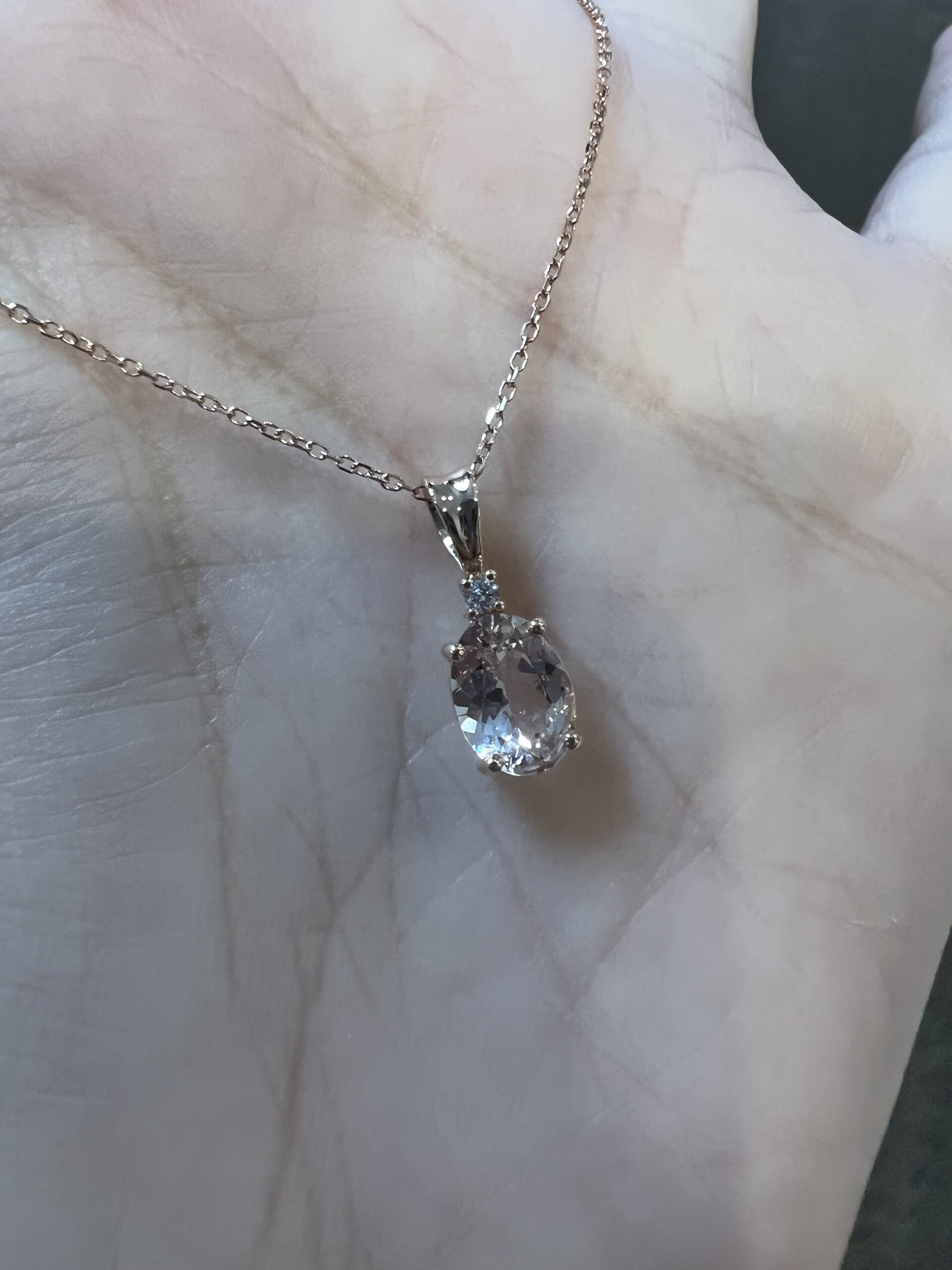 14k Rose Gold Genuine .76 Cttw Morganite & Diamond Basket Set Pendant - Image 10