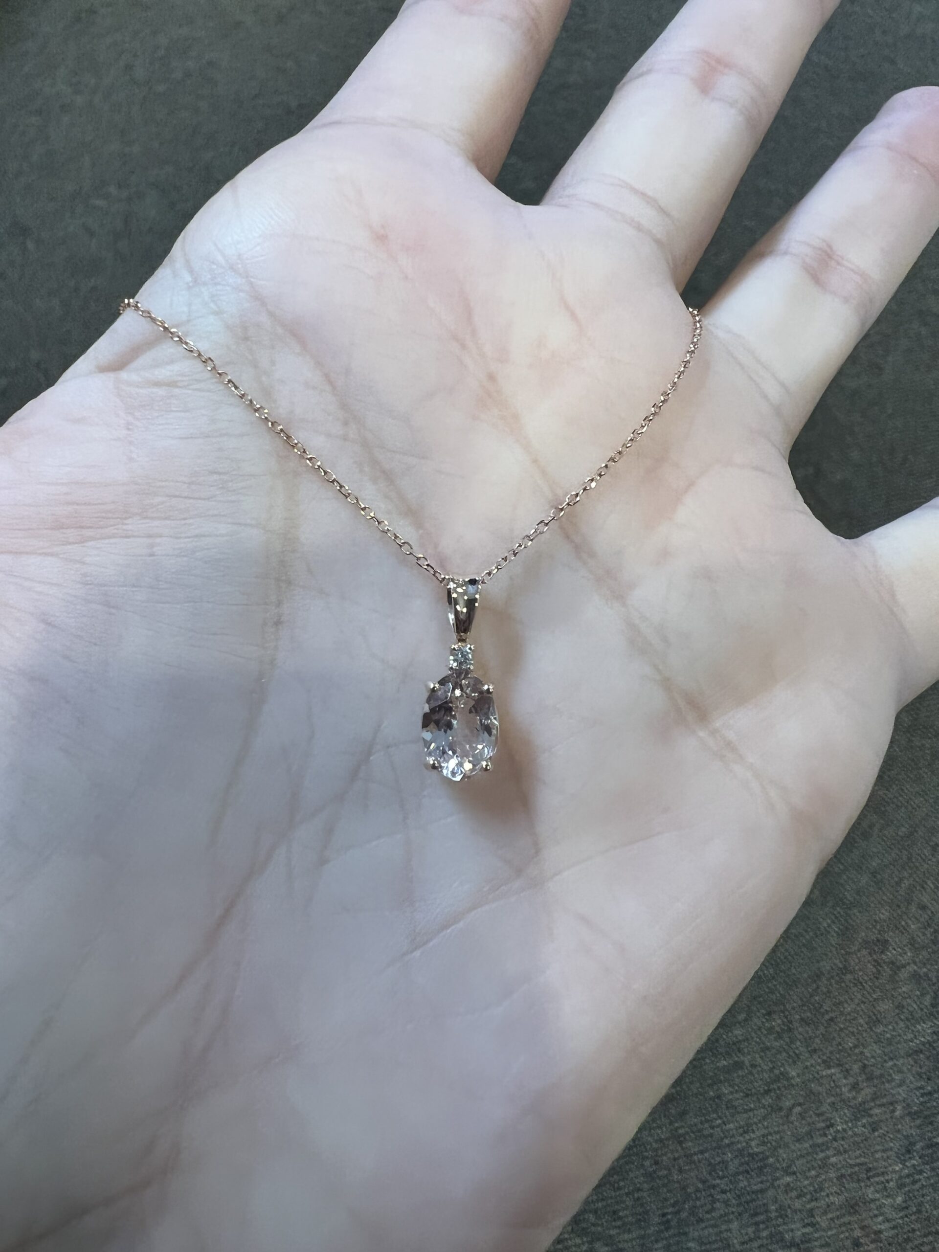 14k Rose Gold Genuine .76 Cttw Morganite & Diamond Basket Set Pendant - Image 8