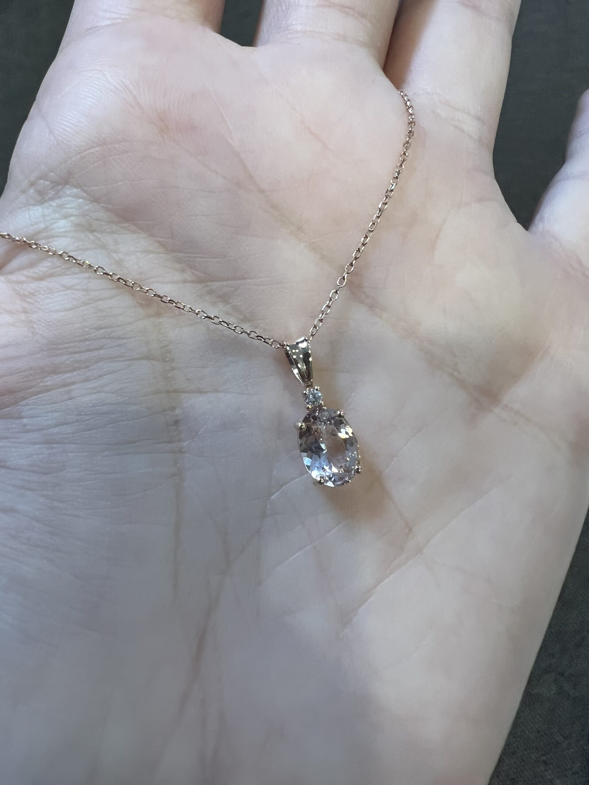 14k Rose Gold Genuine .76 Cttw Morganite & Diamond Basket Set Pendant - Image 5