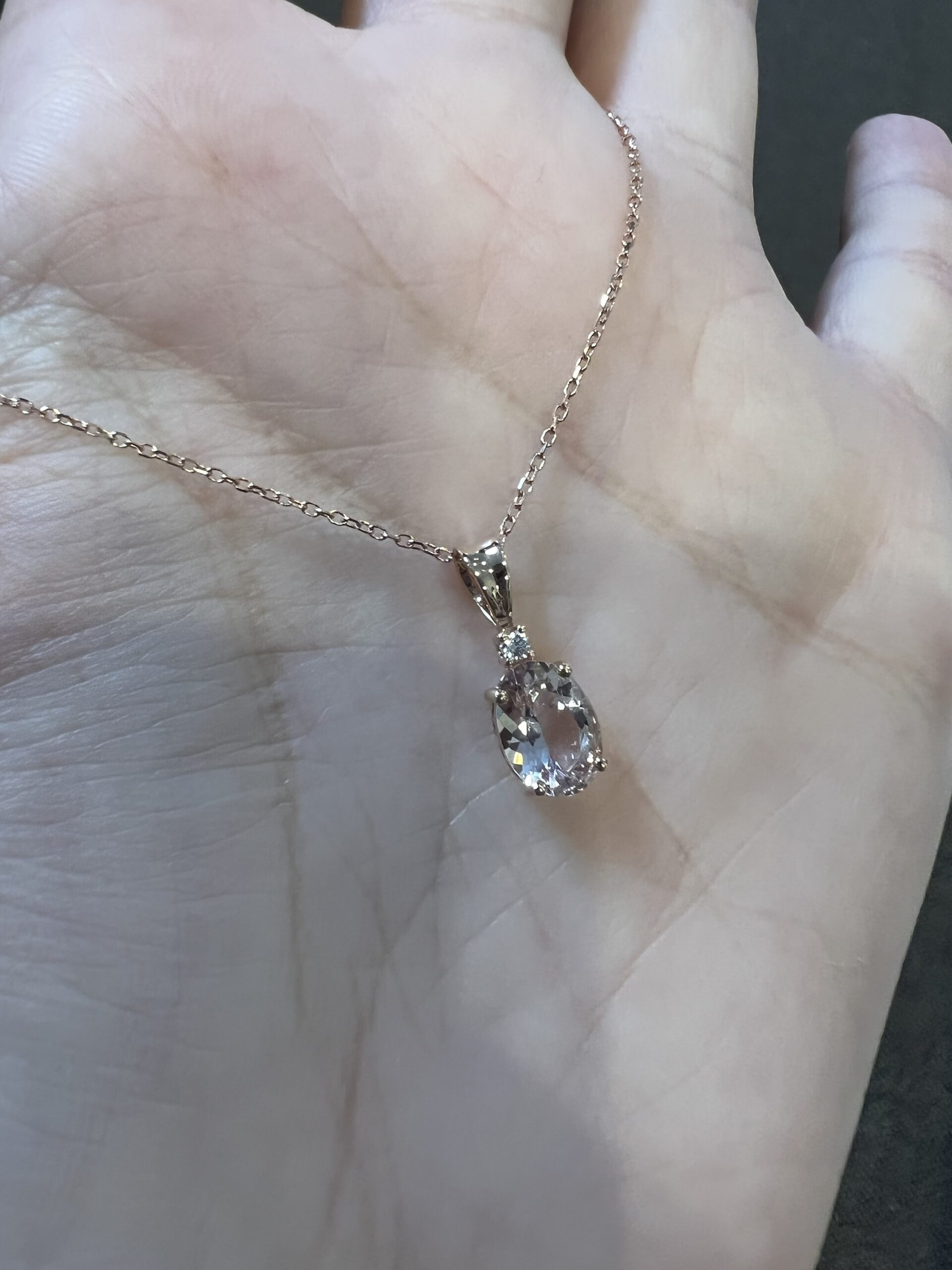 14k Rose Gold Genuine .76 Cttw Morganite & Diamond Basket Set Pendant - Image 4