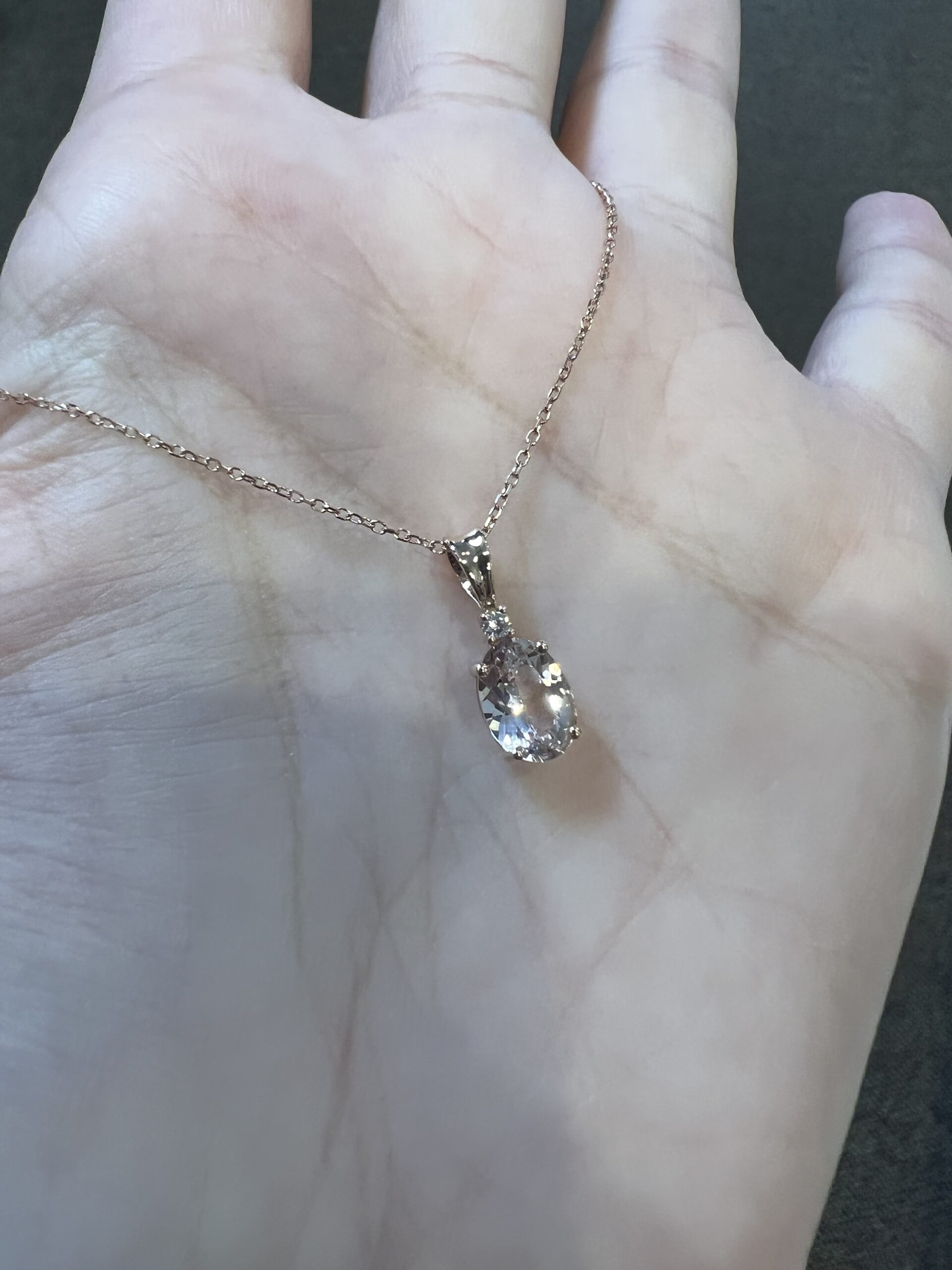 14k Rose Gold Genuine .76 Cttw Morganite & Diamond Basket Set Pendant - Image 3