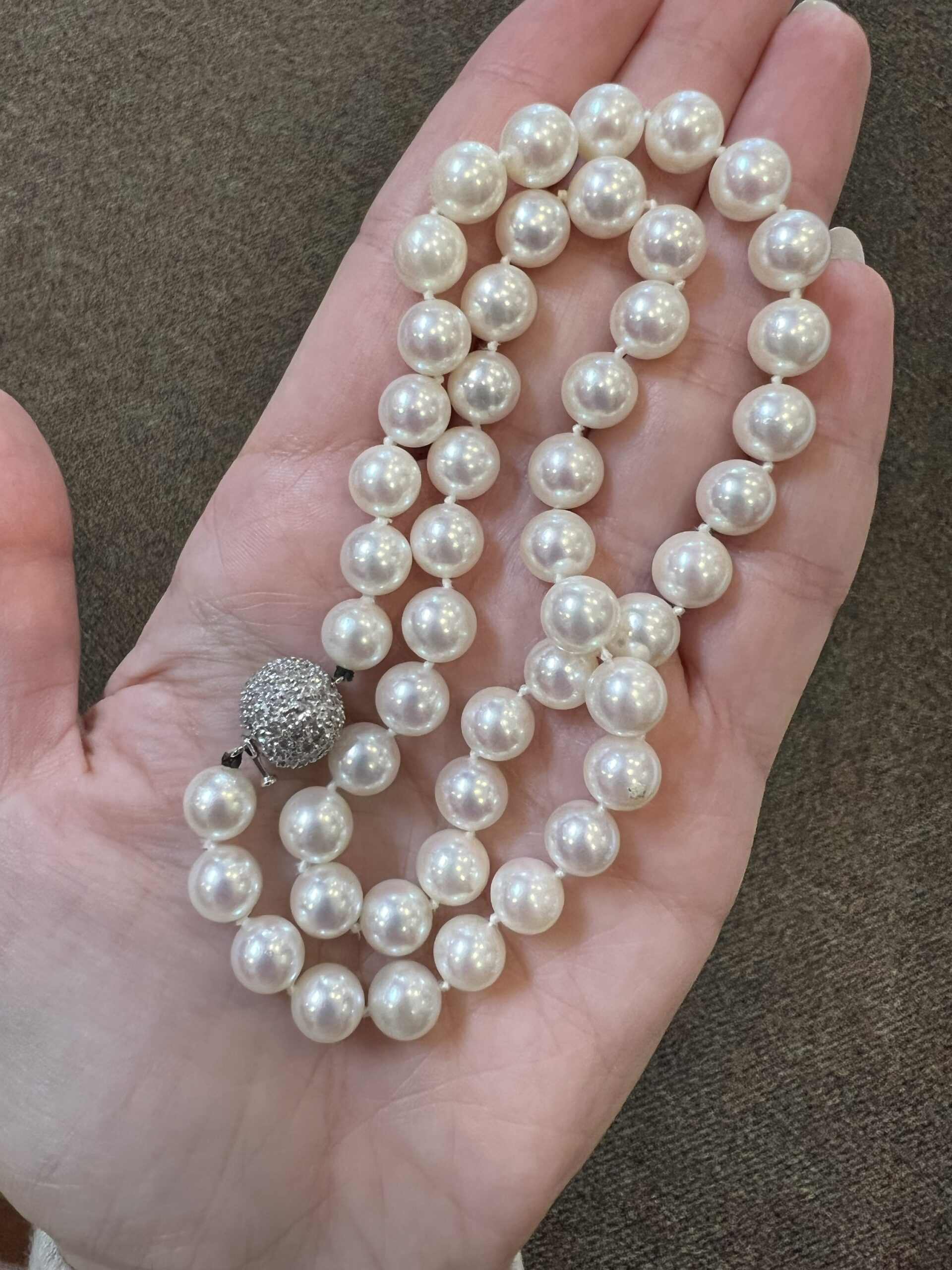 A Strand Of 8 MM Cultured Pearls With Diamond Clasp - Image 13