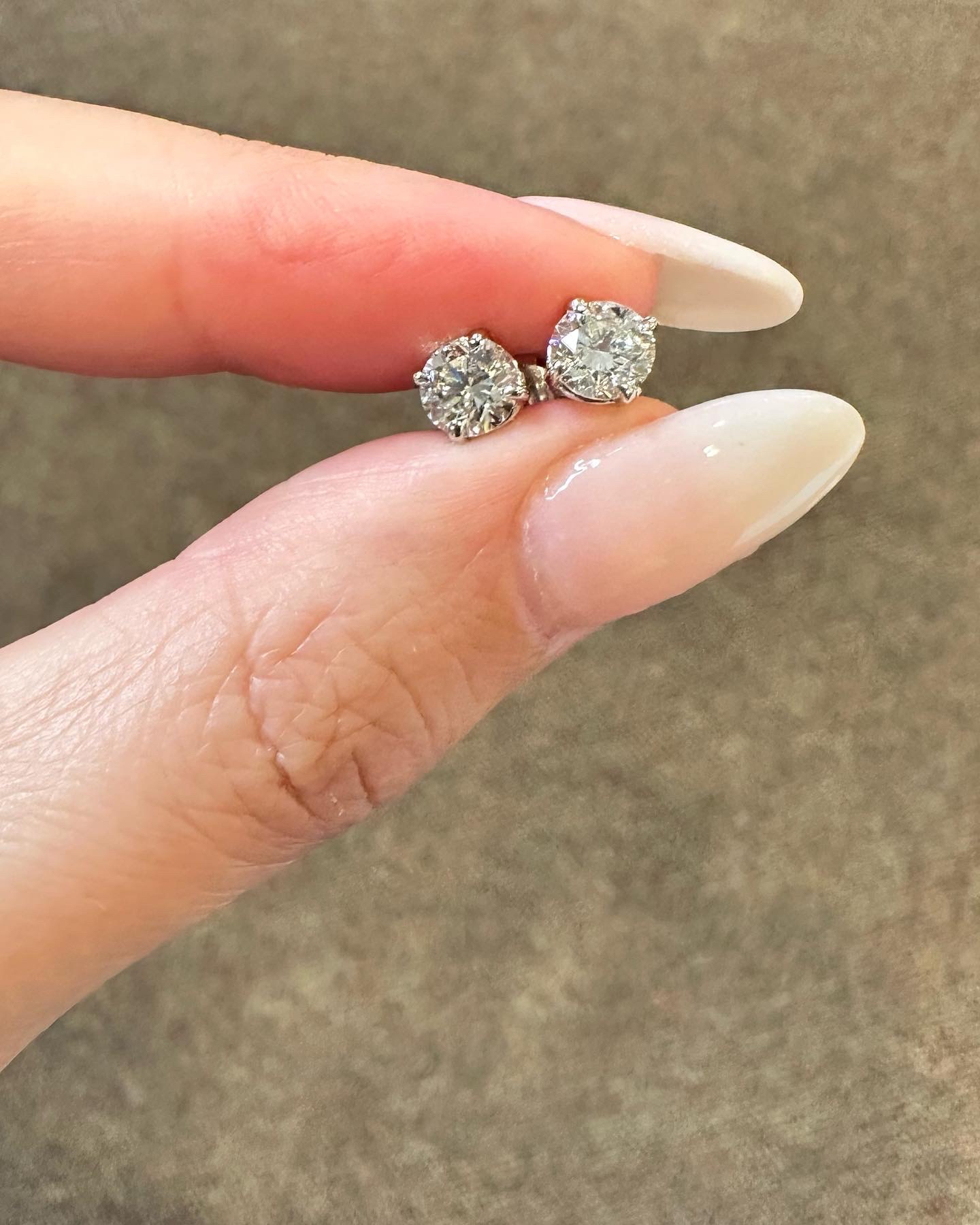 14k White Gold Genuine 1.20 Cttw Round Brilliant Cut Diamond Basket Set Stud Earrings - Image 11