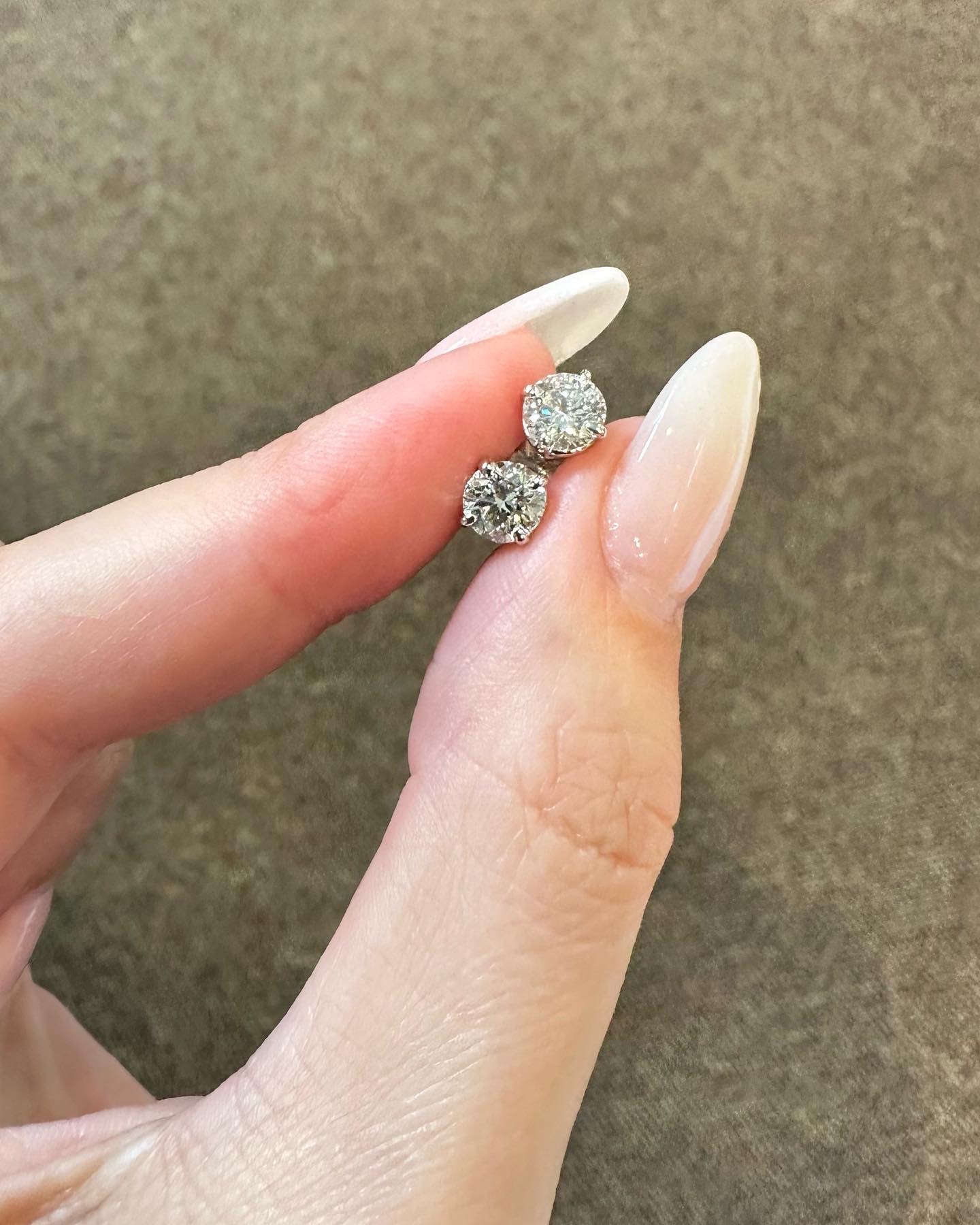 14k White Gold Genuine 1.20 Cttw Round Brilliant Cut Diamond Basket Set Stud Earrings - Image 13