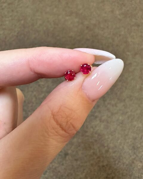 14k Yellow Gold Genuine 3 MM Ruby Stud Earrings