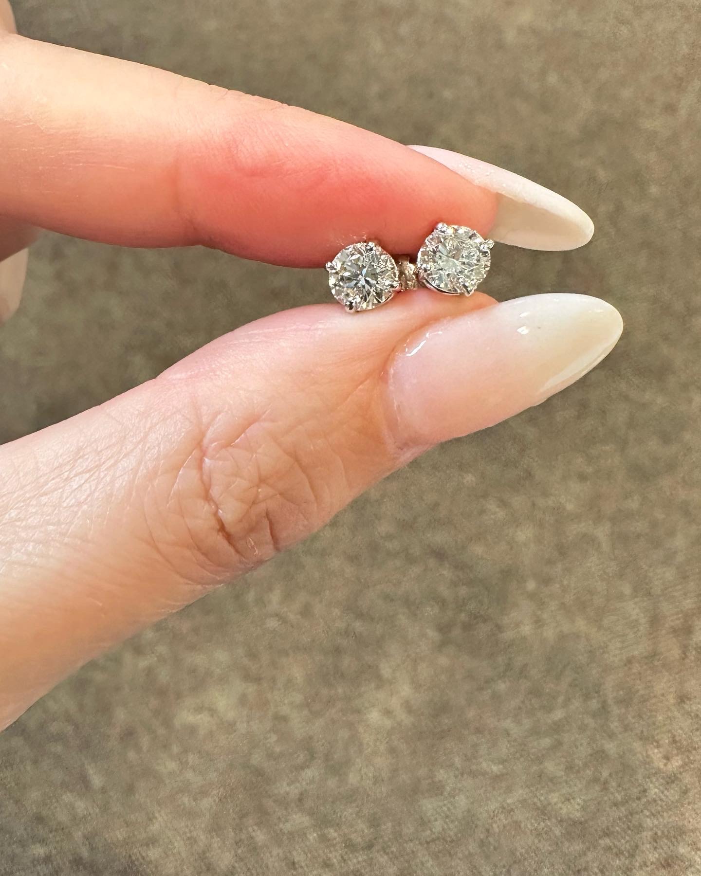 14k White Gold Genuine 1.20 Cttw Round Brilliant Cut Diamond Basket Set Stud Earrings - Image 12