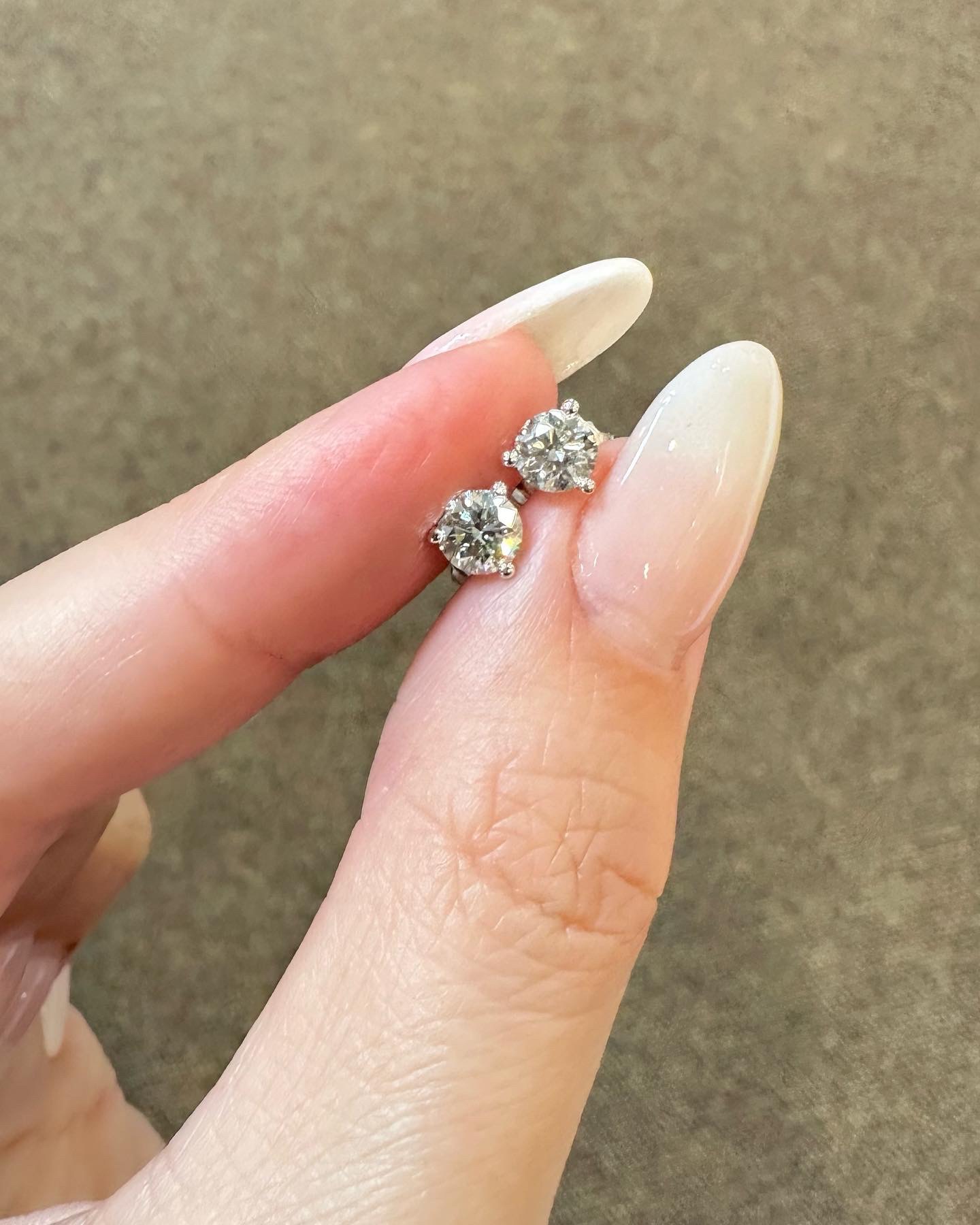 14k White Gold Genuine 1.01 Cttw Round Brilliant Cut Diamond 3 Prong Stud Earrings - Image 10