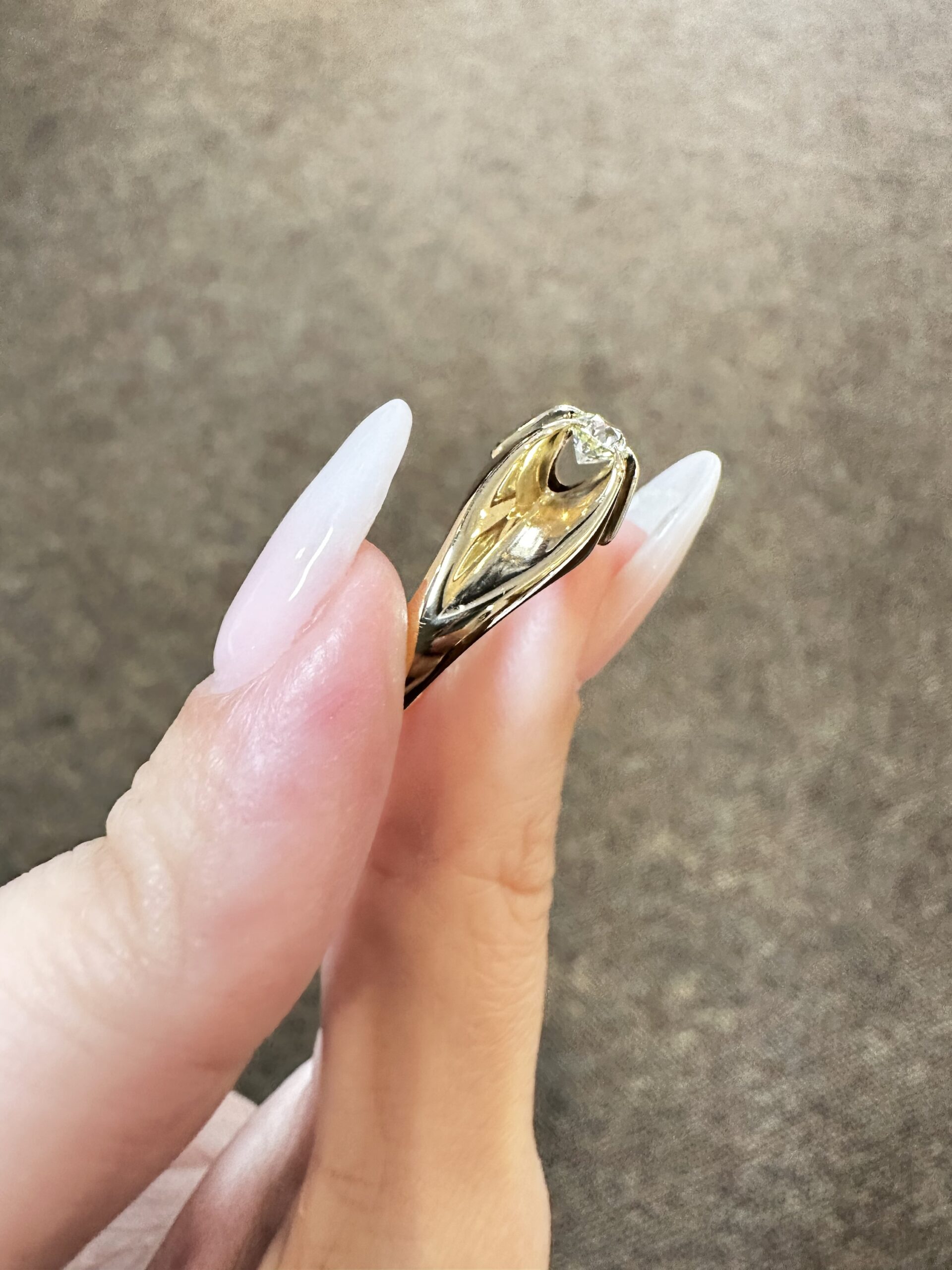 Vintage 14k Yellow Gold .18 Cttw Old Mine Cut Diamond Ring - Image 7