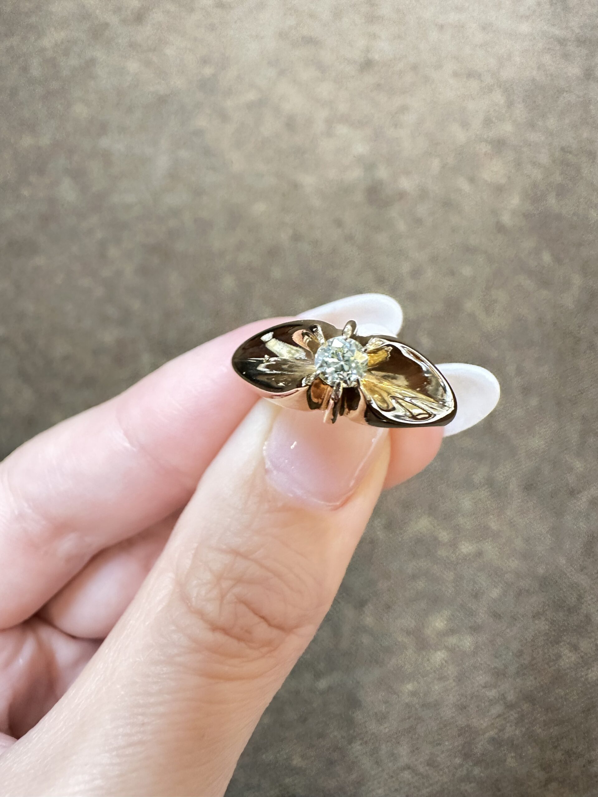 Vintage 14k Yellow Gold .18 Cttw Old Mine Cut Diamond Ring - Image 6