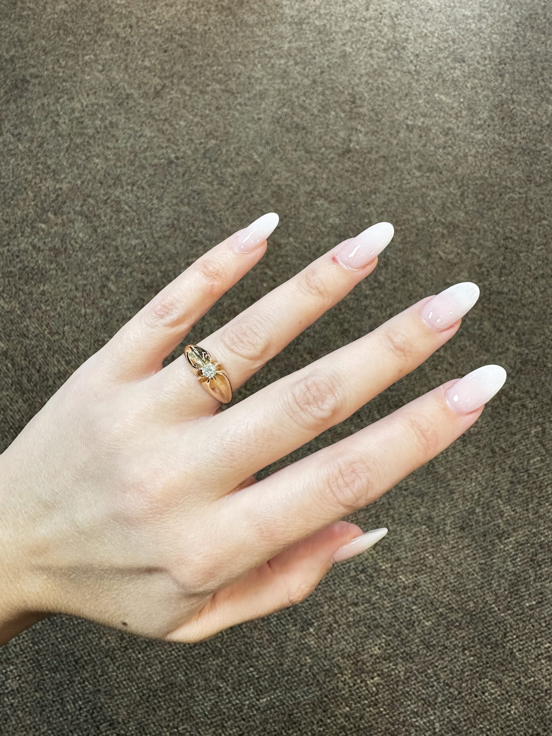 Vintage 14k Yellow Gold .18 Cttw Old Mine Cut Diamond Ring - Image 9